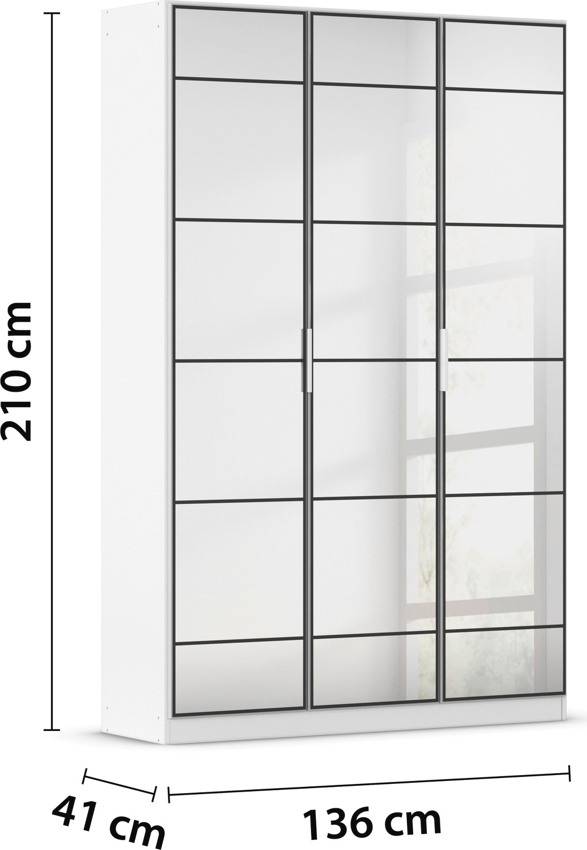 rauch Drehtürenschrank »Kleiderschrank Schrank Garderobe Schlafzimmerschrank ACERO«, (praktisch in Tiefe 41 cm mit vielen Einlegeböden), Spiegelfront in moderner Loft-Optik MADE IN GERMANY