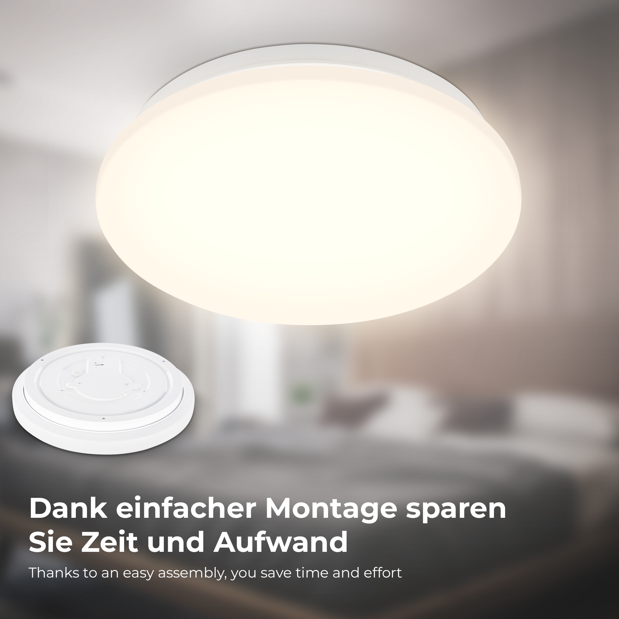 B.K.Licht LED Deckenleuchte »LED Bad Deckenleuchte mit Mikrowellensensor«, 1 flammig, Leuchtmittel LED-Modul | LED fest integriert, 12W 1300Lm 3000K IP44 270x60mm (DxH)