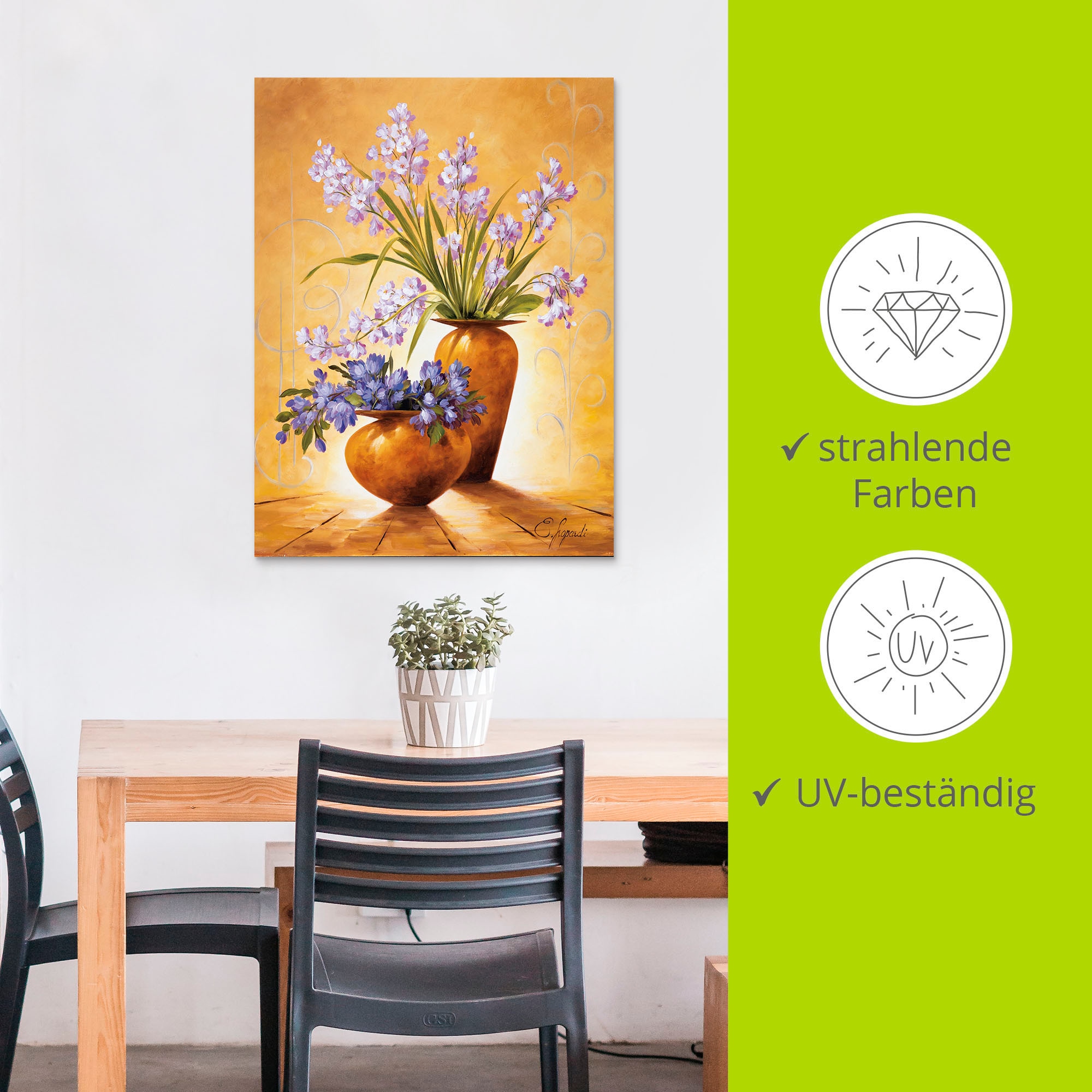 Artland Wandbild »Italienische Blumen IV«, Vasen & Töpfe, (1 St.), als Alubild, Leinwandbild, Wandaufkleber oder Poster in versch. Größen