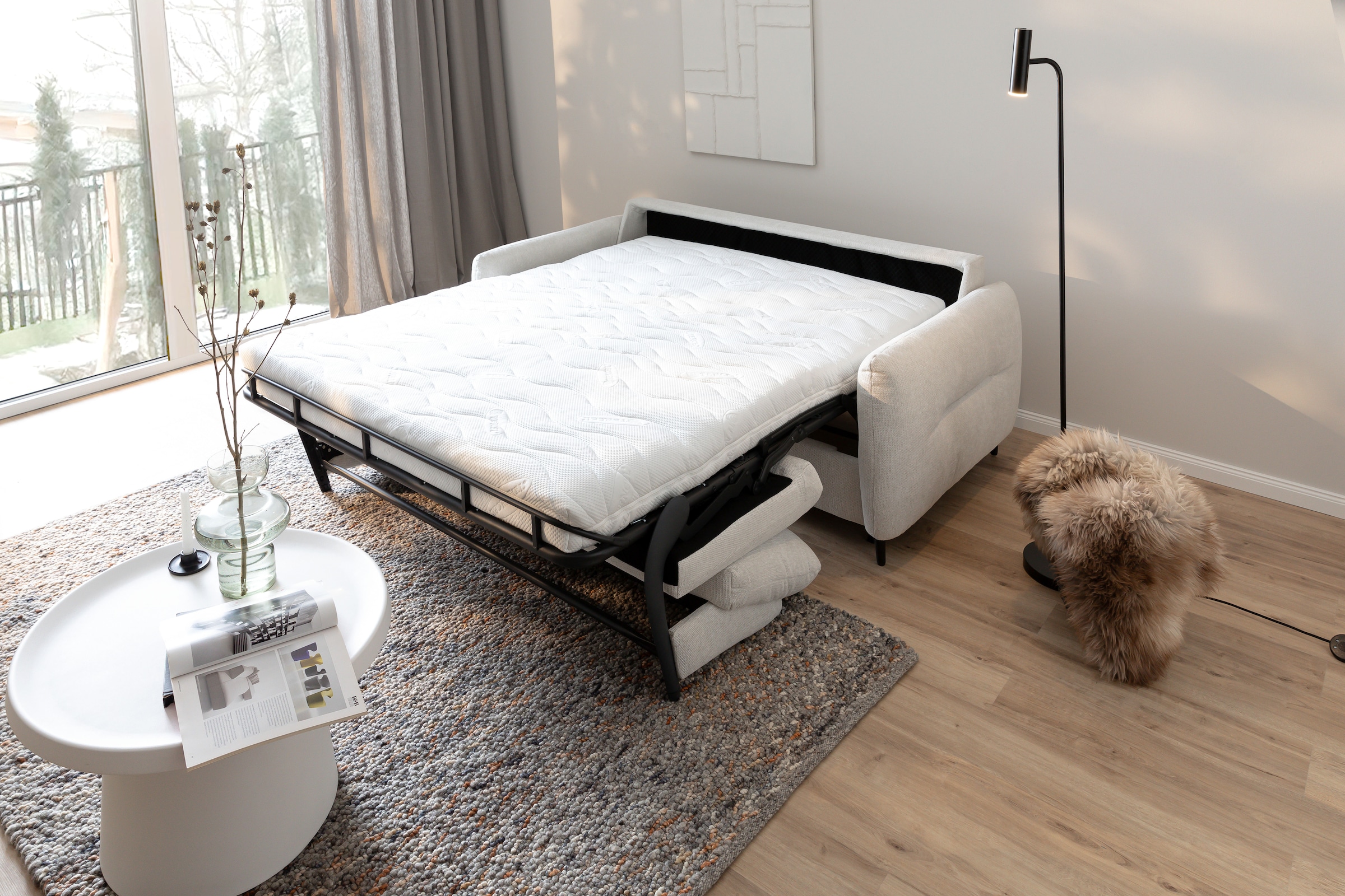 Home affaire 2,5-Sitzer »Clevina, Schlafsofa mit Kaltschaummatratze, Breite 196 cm« Sofa & Bett in einem – kinderleicht ausklappbar & freistellbar im Raum