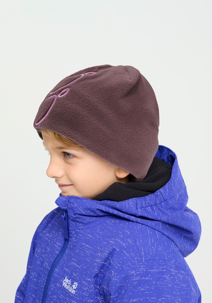 Jack Wolfskin Beanie »VERTIGO PAW BEANIE K« Kinder-Fleecebeanie, warm, Pfotenmotiv