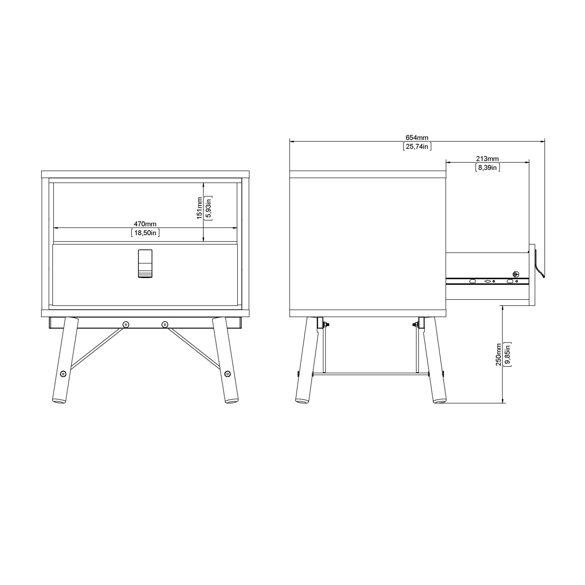 andas Nachttisch »RY«, Breite/Höhe 53/60 cm, 1 offenes Fach, 1 Schublade