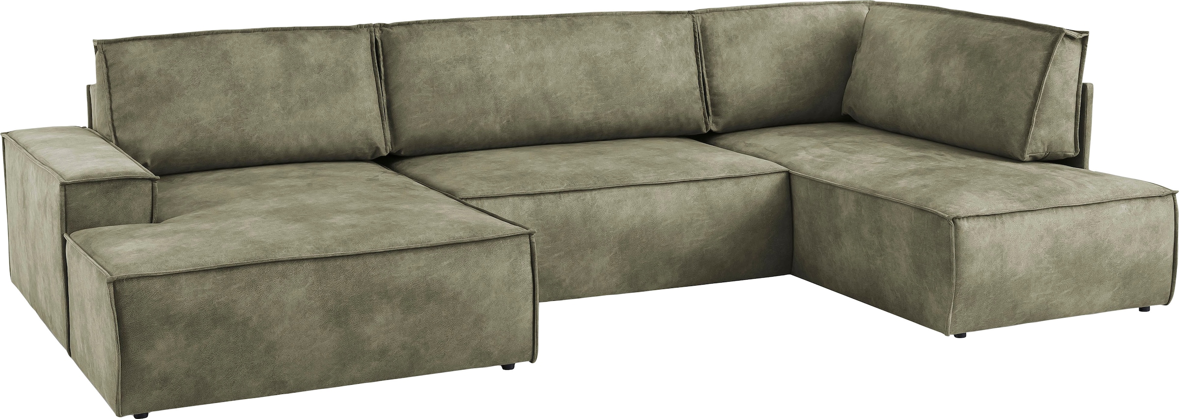 Home affaire Wohnlandschaft »SHERWOOD XXL 329 cm, U-Form, Schlafsofa,«, Schlaffunktion m. Bettkasten (194x139 cm), Cord, Vintage, Samtvelours