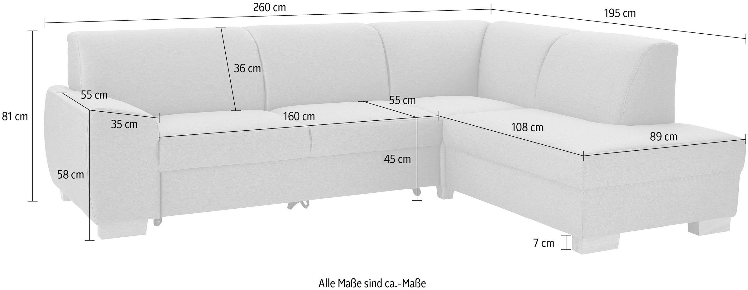 DOMO collection Ecksofa »Incanto kubische Formensprache, komfortabel, L-Form«, wahlweise mit Bettfunktion