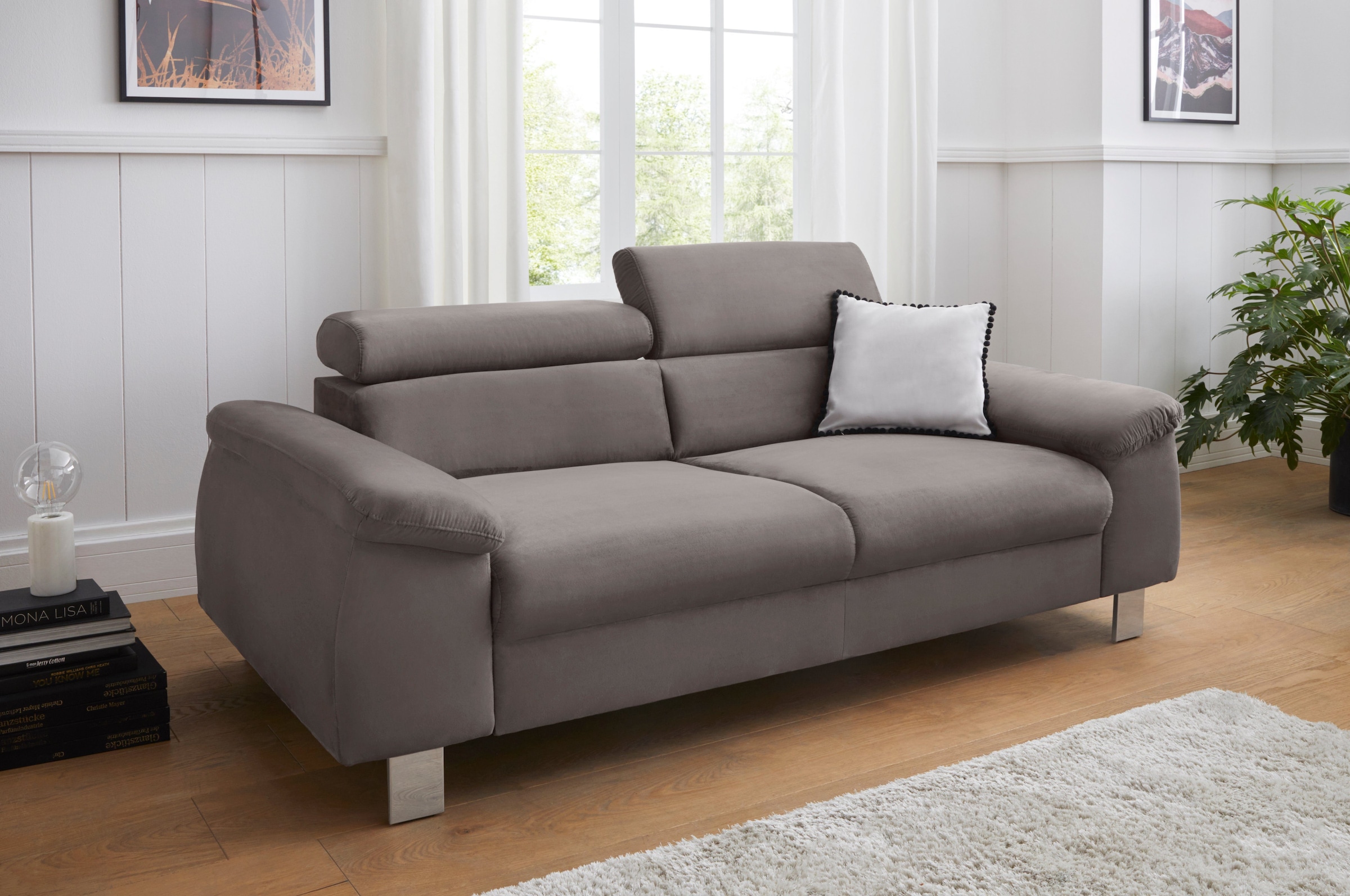 COTTA Polstergarnitur »Komaris, B: 193 bzw. 100 cm« Set,  Set: 3er-Sofa & Hocker, mit Kopfteilverstellung