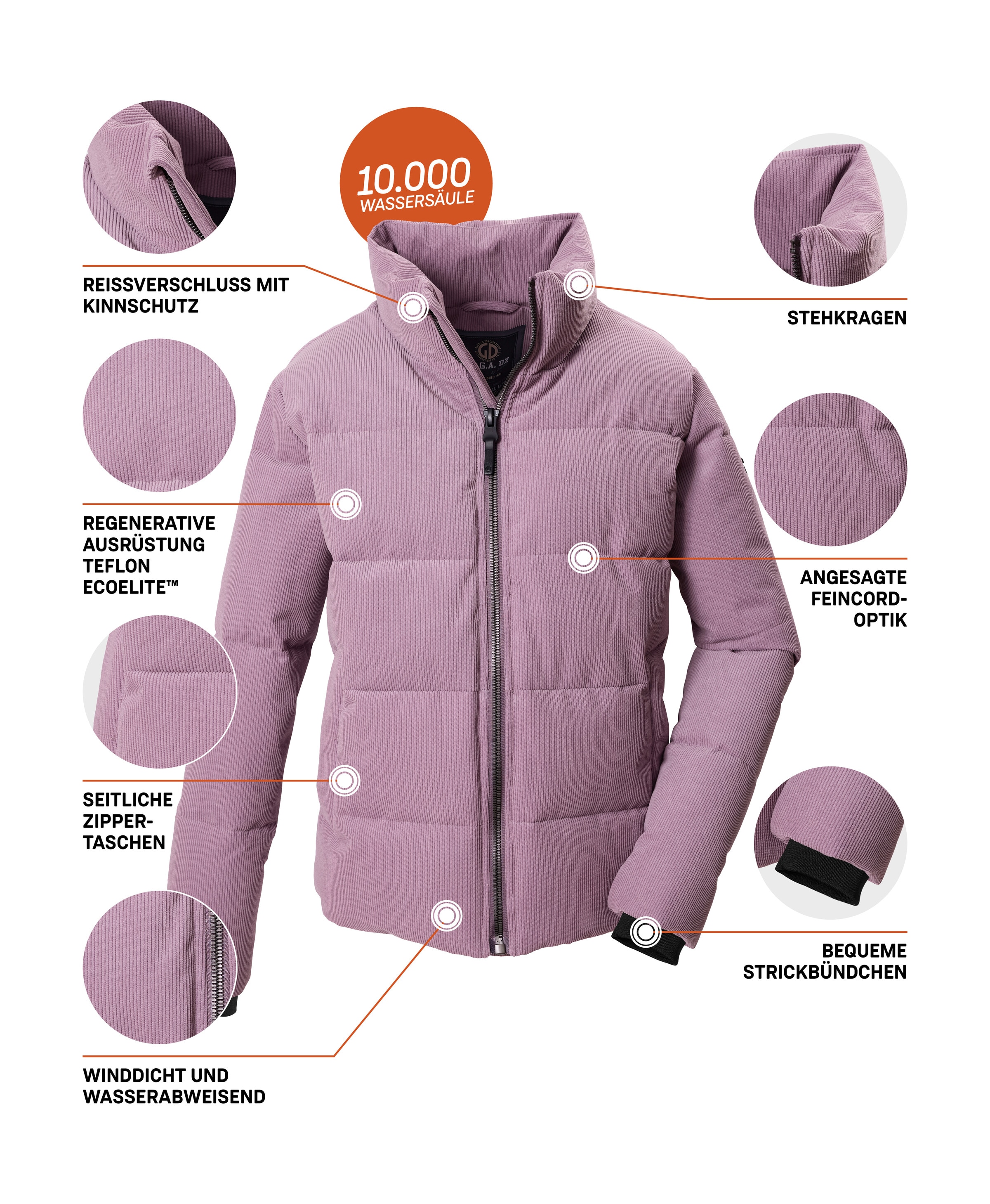 G.I.G.A. DX by killtec Steppjacke »GW 23 WMN QLTD JCKT« Wasserabweisende Damenjacke mit Feinkordoptik und Teflon EcoElite™