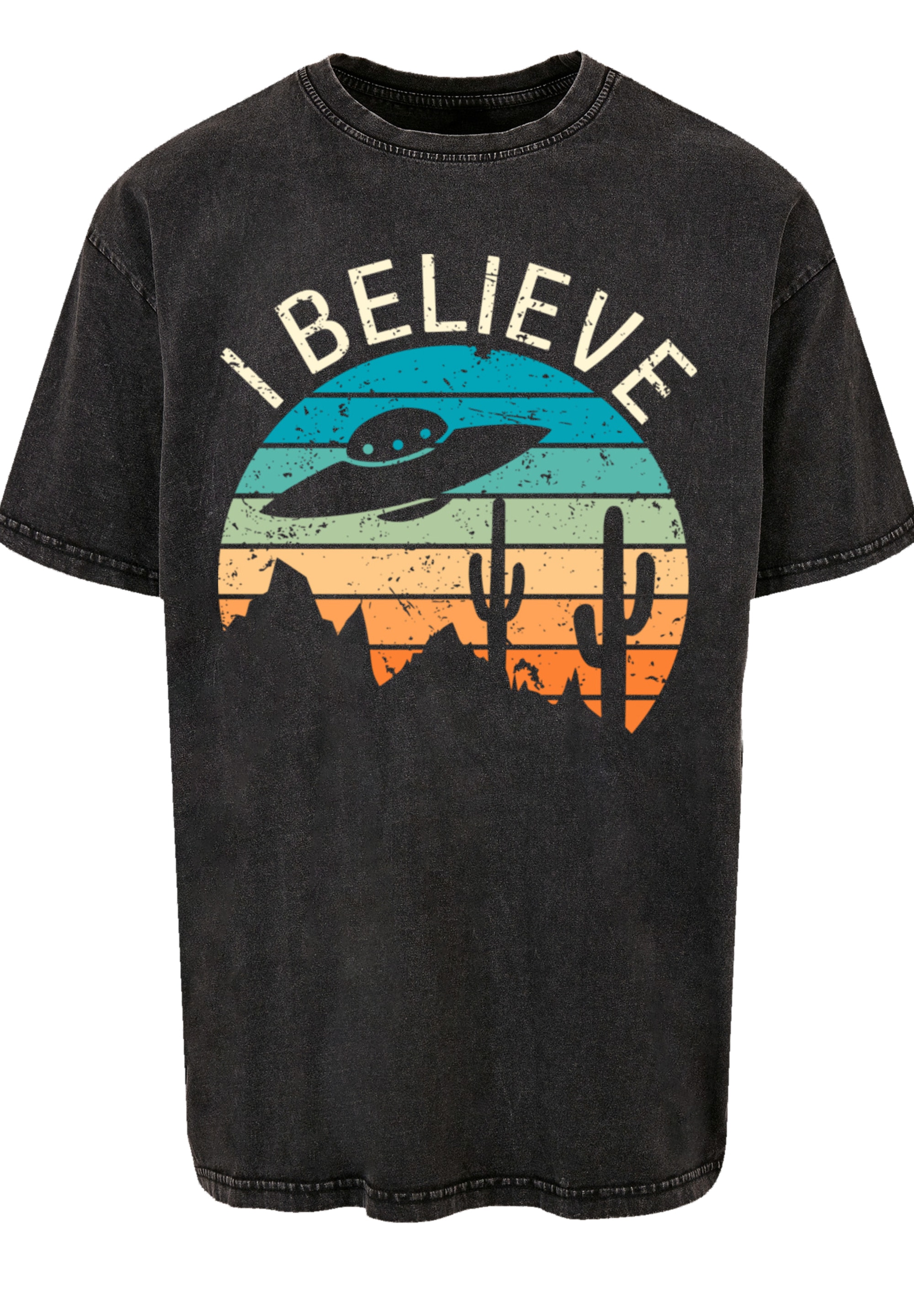 F4NT4STIC T-Shirt »I Believe UFO Alien Sonnenuntergang«, Premium Qualität
