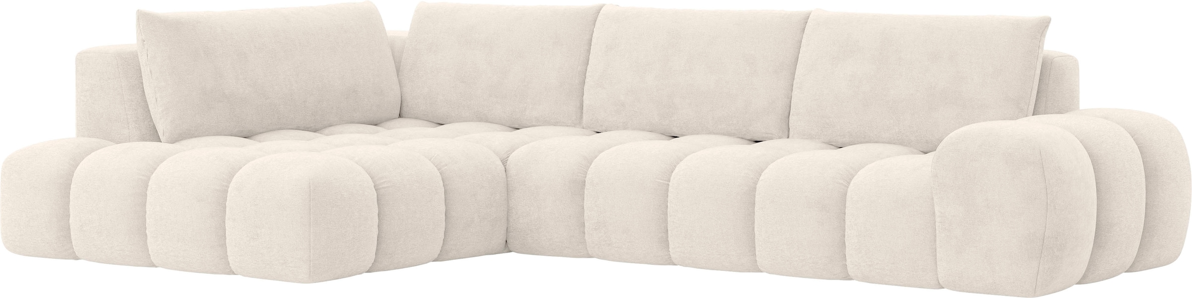 INOSIGN Ecksofa »AZITA Designsofa, elegant und bequem L-Form, Bubble-Optik«, lose Rückenkissen, traumhafte Steppung, Maße B/T/H: 352/210/72 cm