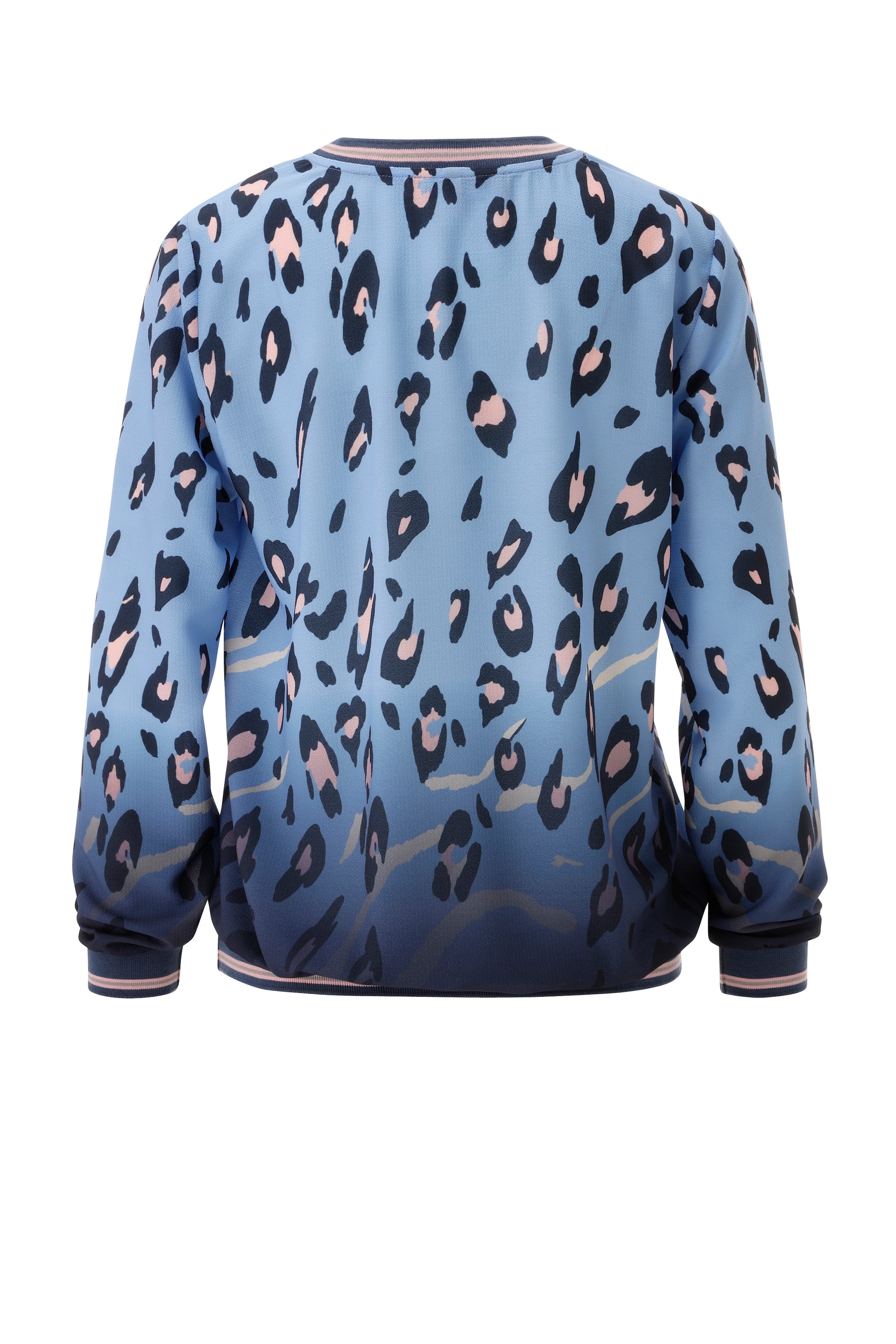Aniston SELECTED Shirtbluse mit gestreiften Bündchen und Lepoarden-Print allover