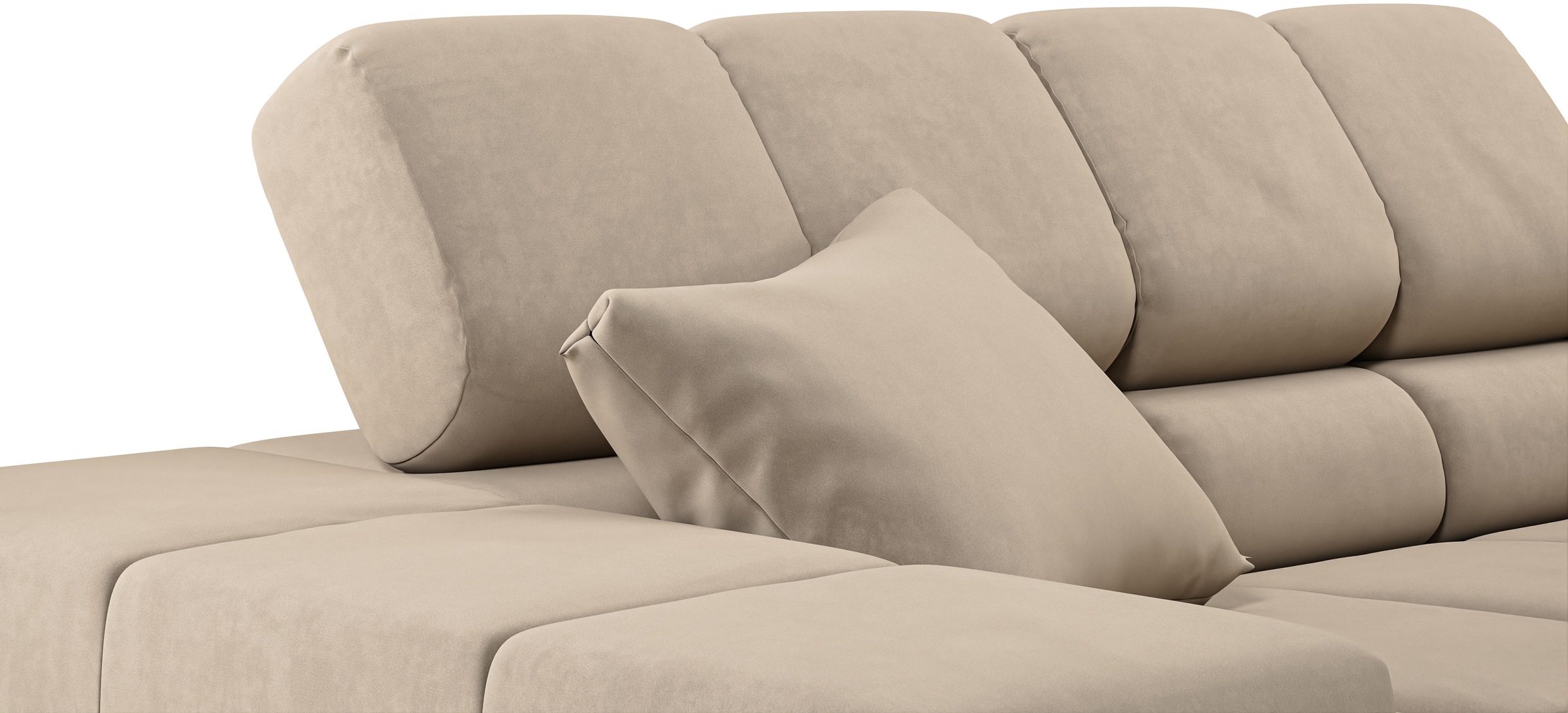INOSIGN Ecksofa »Ancona incl. Kopfteilverstellung, Zierkissen Breite 319cm, L-Form«, wahlweise motorische Sitztiefenverstellung, auch in Cord + Easy Care