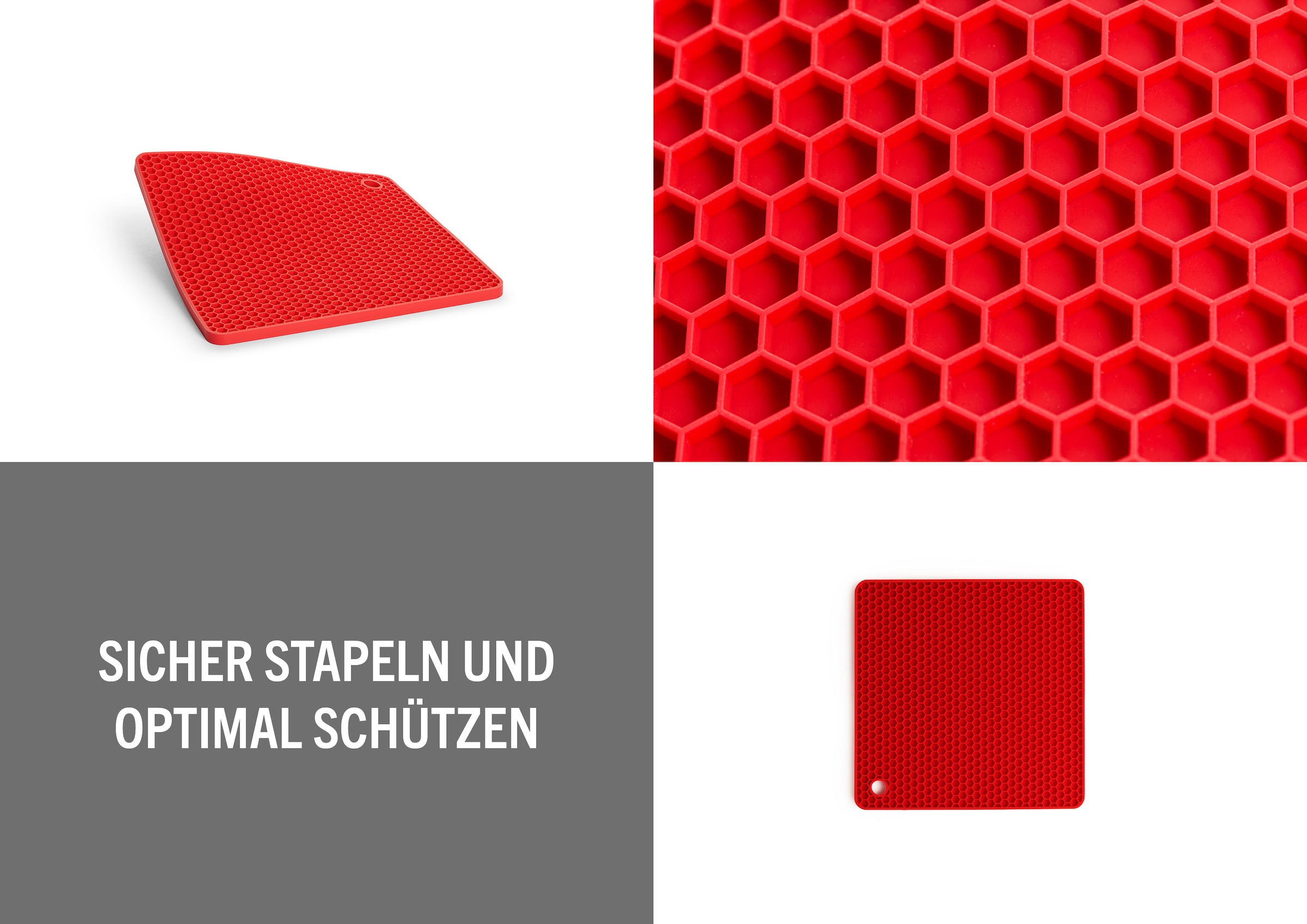 WOLL Pfannenuntersetzer »WOLL Silikonuntersetzer  19 x 19 x 1 cm« Hitzebeständig, Spülmaschinengeeignet, mit Wabenstruktur
