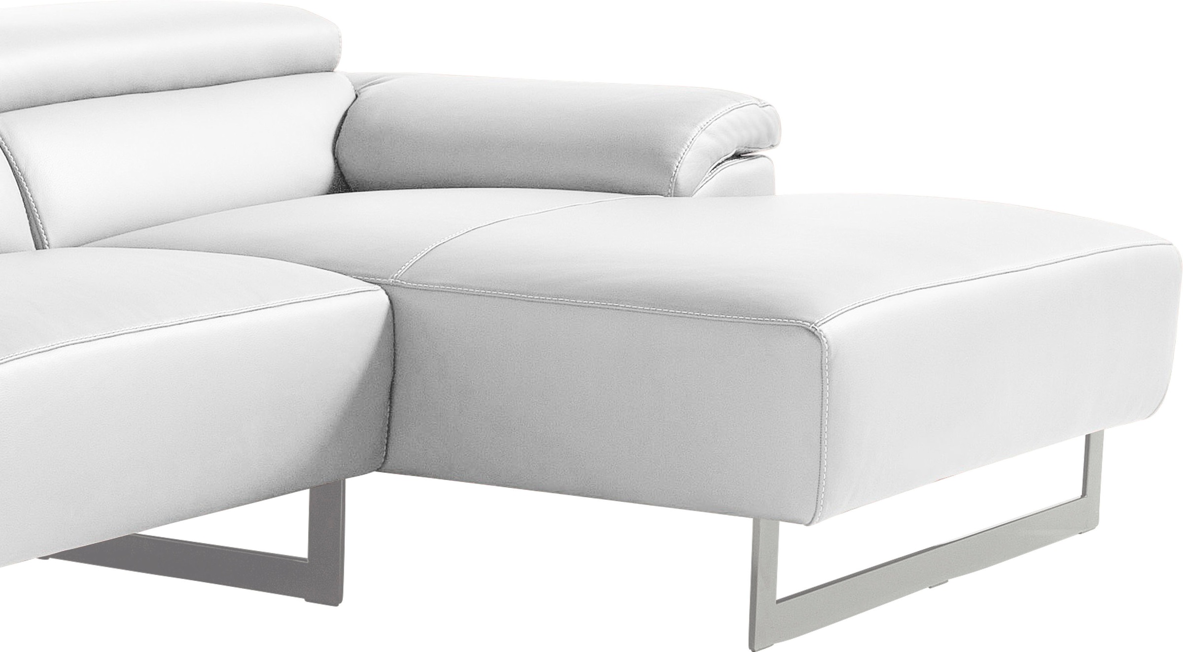 Egoitaliano Ecksofa »Malika, L-Form«, mit Recamiere, inkl. Kopfteilverstellung und chromfarbenen Metallfüßen