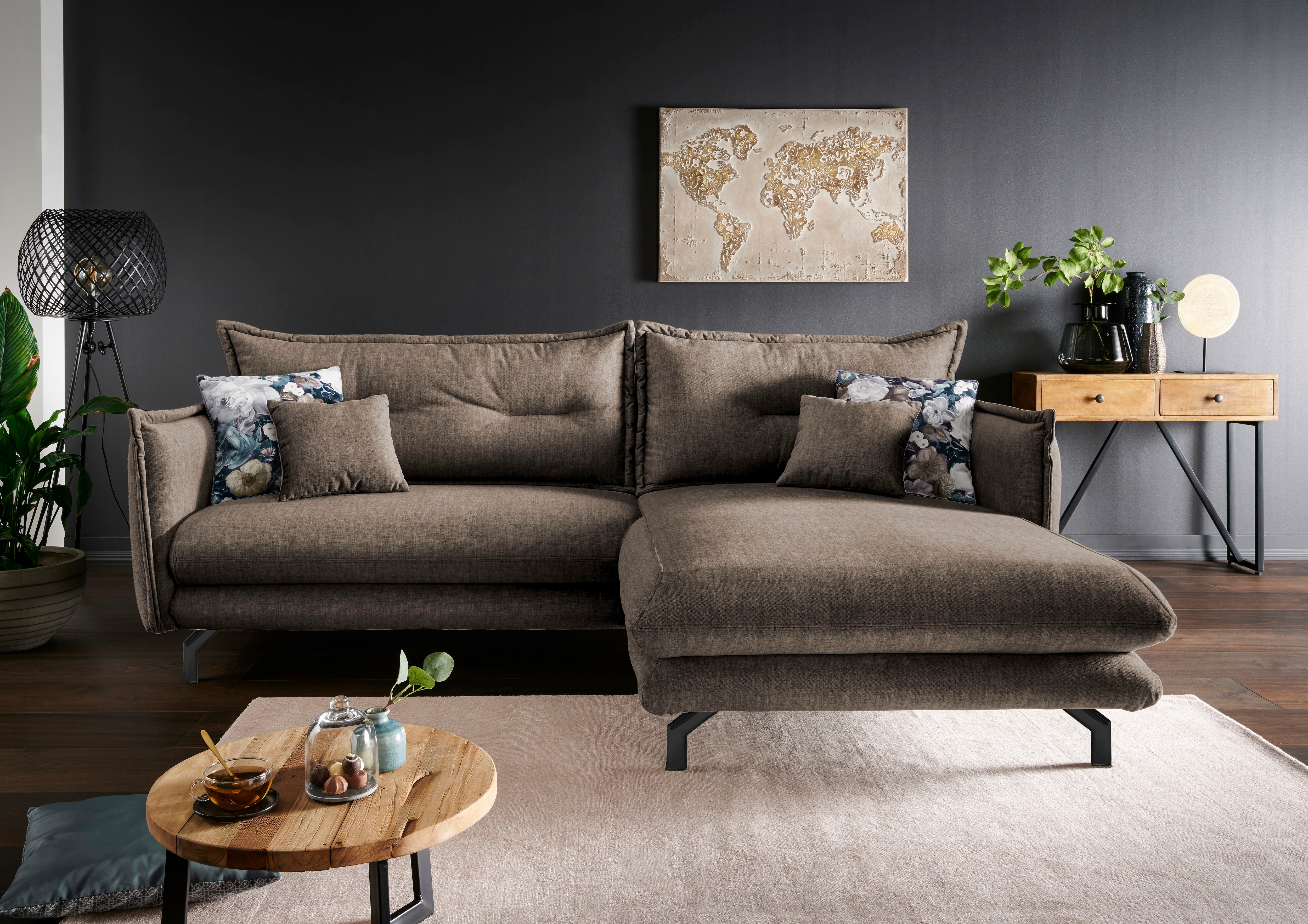 Home affaire Ecksofa "Lava modern & bequem, Breite 255cm, tolle Detailverarbeitung" Armlehnen verstellbar