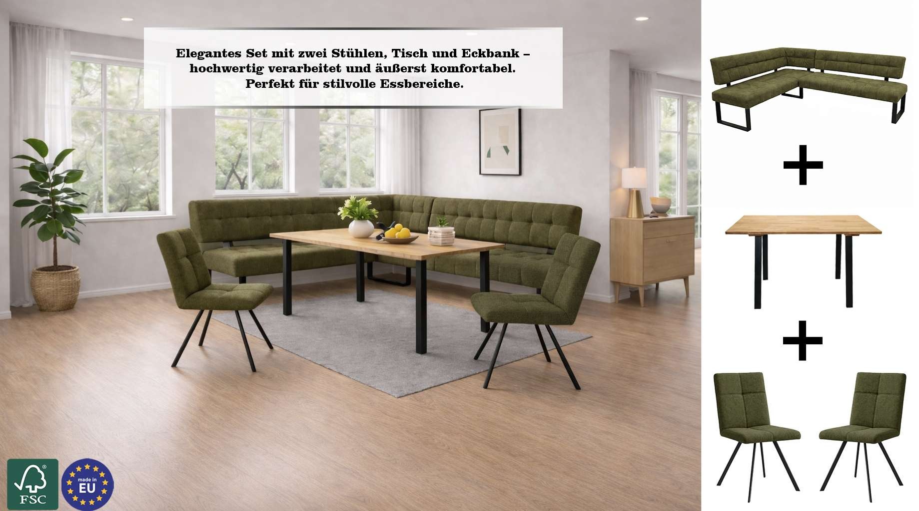 Thumbnail - Home affaire Esszimmerstuhl "Mia Essstuhl, Wohnstuhl, Polsterstuhl, 4-Fußstuhl" (Set) 2 Stk.mit schwarz pulverbeschichte...