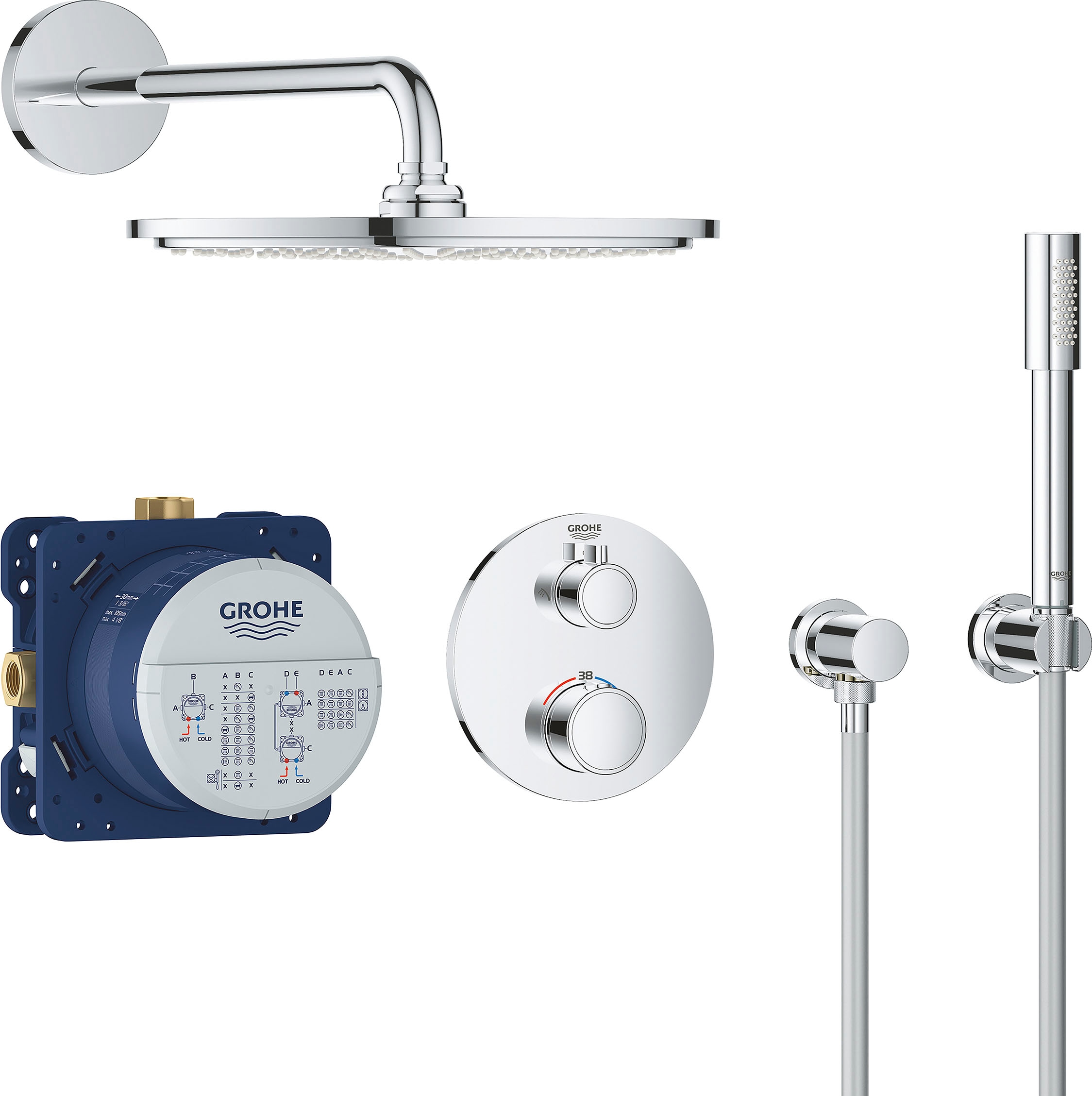 Grohe Duschsystem "Grohtherm", (Packung), mit langlebieger und scheinender Oberfläche