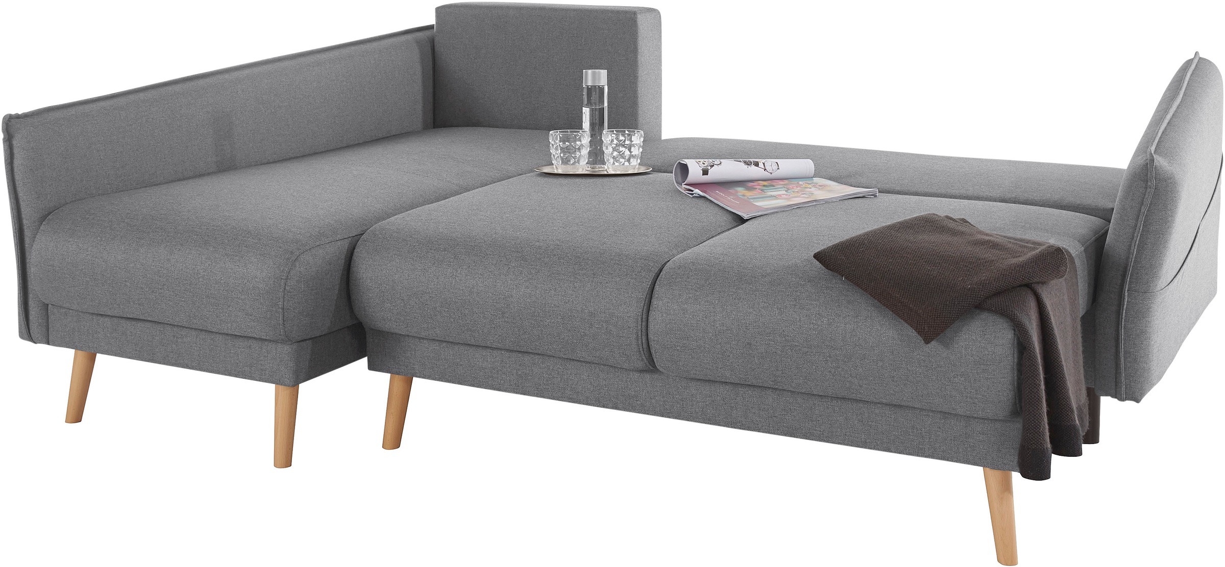Home affaire Ecksofa »Granbo L-Form«, incl. Bettfunktion und Bettkasten, Federkern-Polsterung, Seitentasche