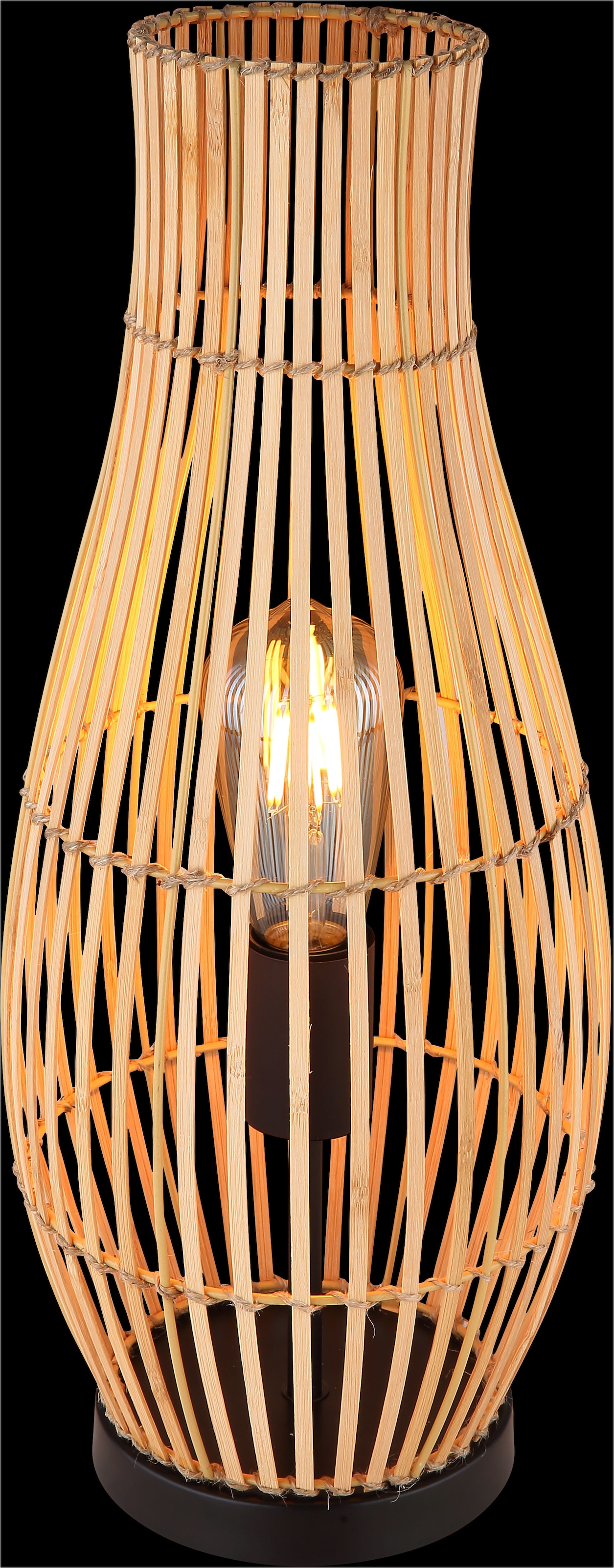 GLOBO LIGHTING Tischleuchte »LAGLIO«, Leuchtmittel E27 | ohne Leuchtmittel, Tischlampe/Schlafzimmer/Wohnzimmer/bambus/Hanf braun