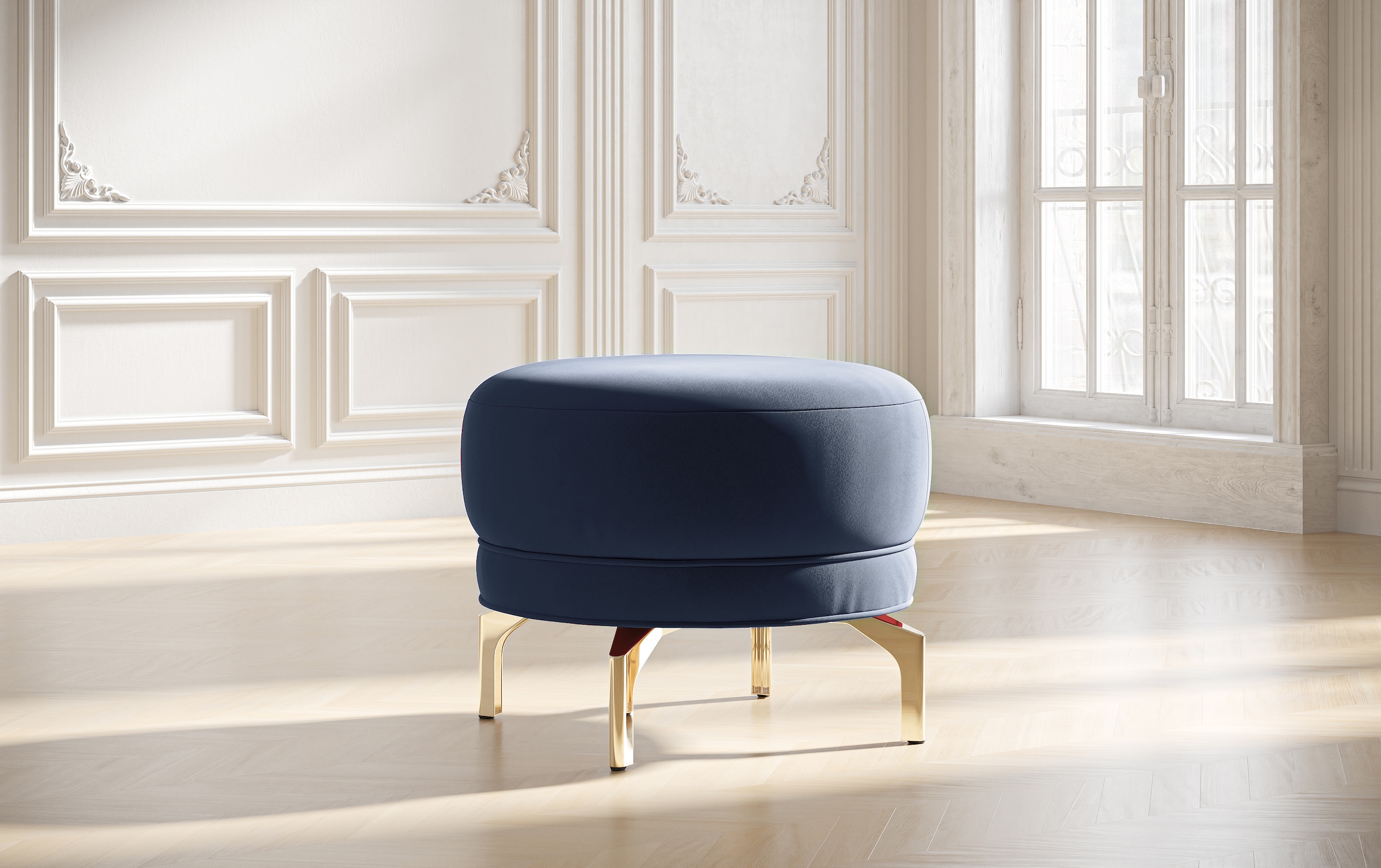 sit&more Polsterhocker »Orient 3« goldfarbene Metallfüße