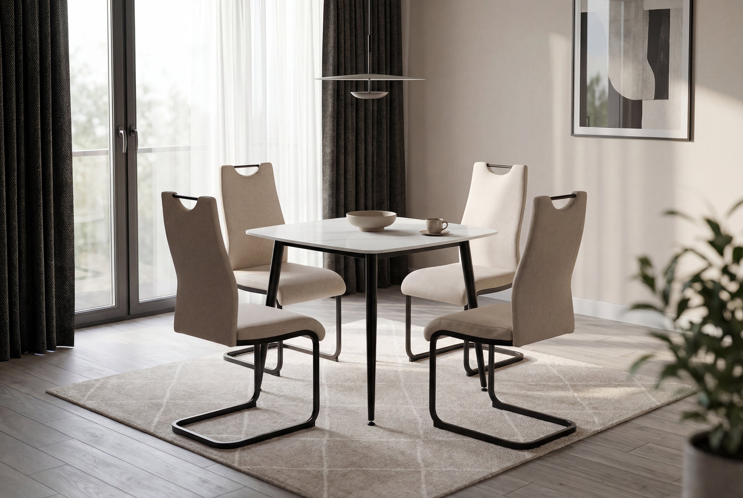 byLIVING Freischwinger »CAPRI« (Set) 2 Stk.Webstoff, bis 110 kg, Schaumstoff, Schwingstuhlgestell, mit Griff