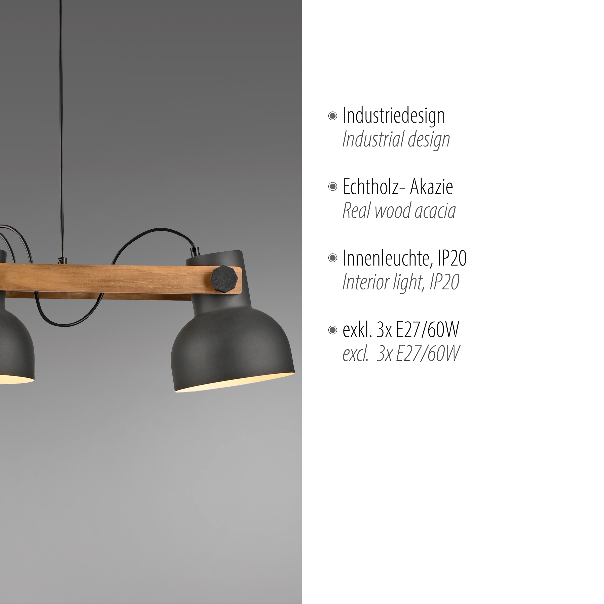 JUST LIGHT Pendelleuchte »CUP 2.0«, 3 flammig, Leuchtmittel E27 | Leuchtmittel wechselbar, ExklusiveE27
