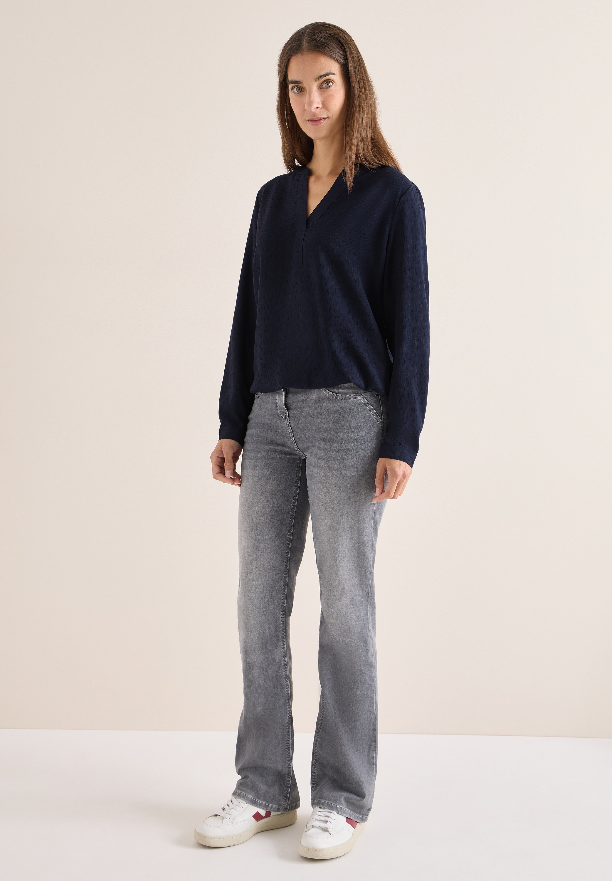 Cecil Langarmbluse mit Elastiksaum