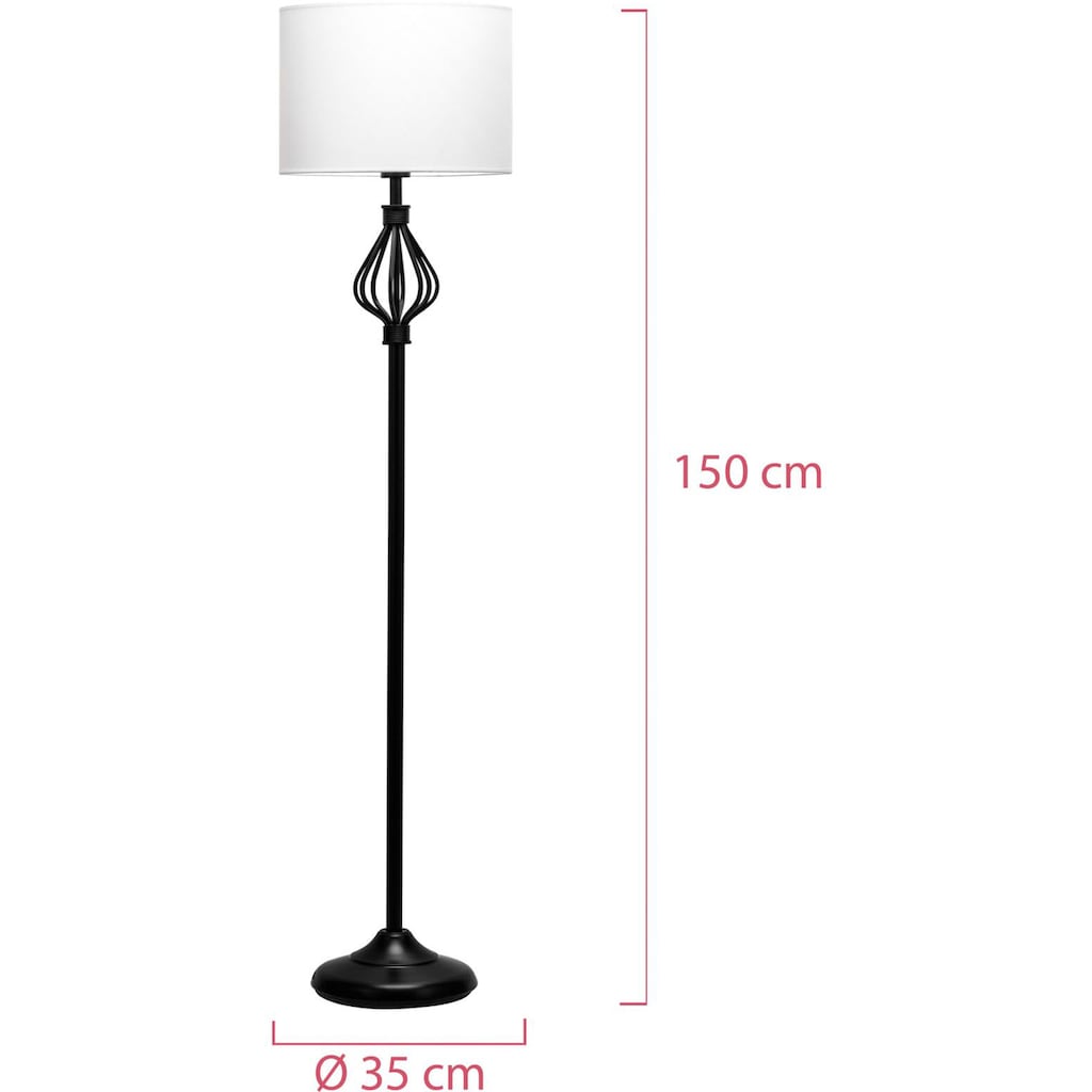 Pauleen Stehlampe »Grand Beauty max20W Weiß/Schwarz 230V Stoff/Metall«, 1 flammig-flammig, E27