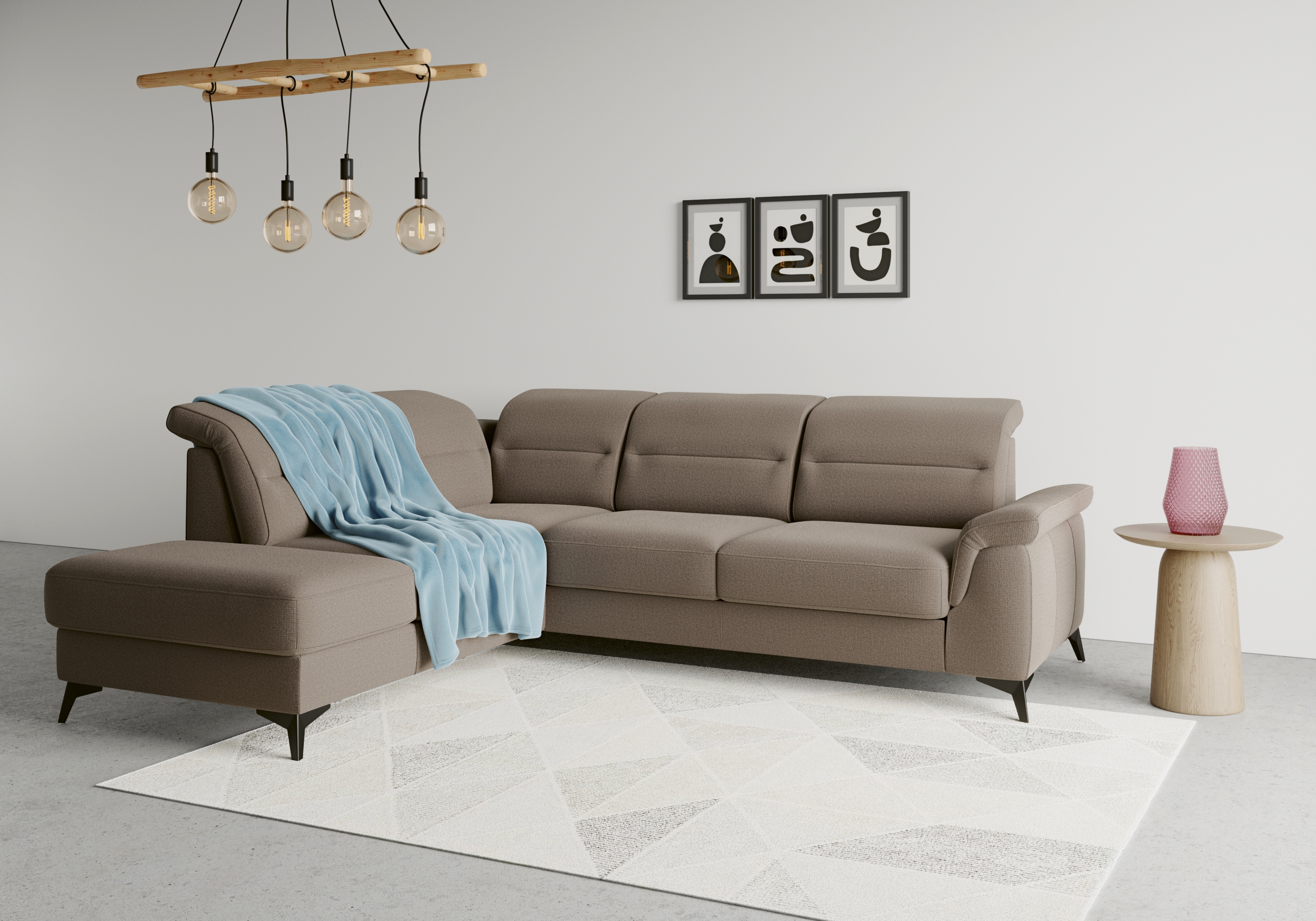 Ecksofa SIT & MORE, B:251cm H:85cm T:220cm, grau, 90% Polyester, 10% Polyamid, Wohnzimmer, Sofas, "Sinatra L-Form", mit Ottomane, optional mit