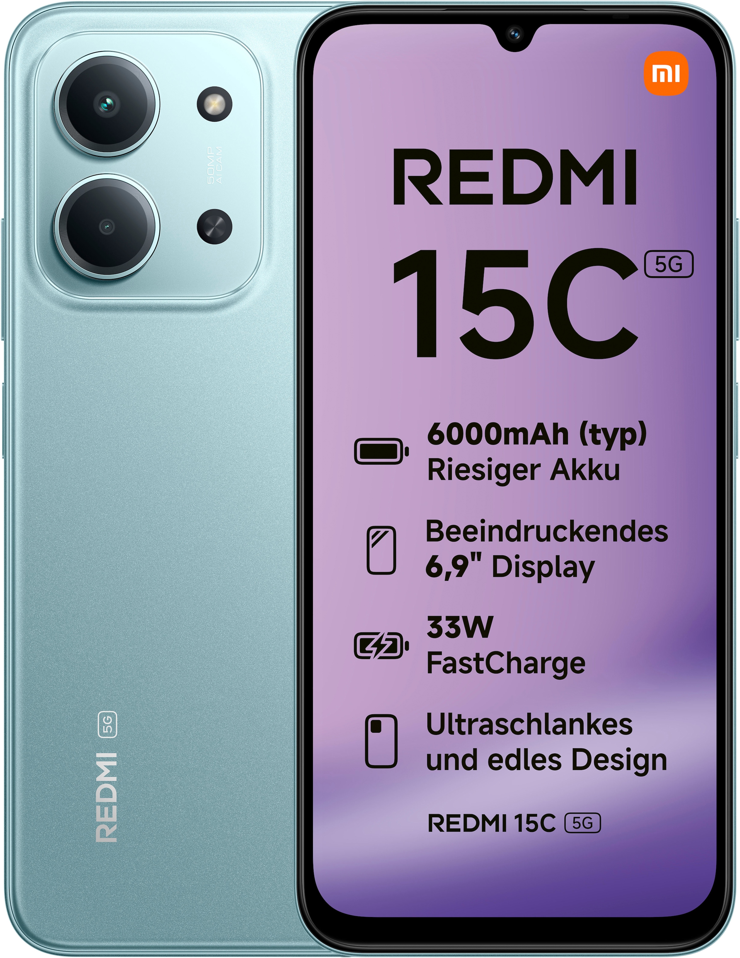 XIAOMI Smartphone "Redmi 15C 5G 4+128GB", 128 GB, grün, Mobiltelefone