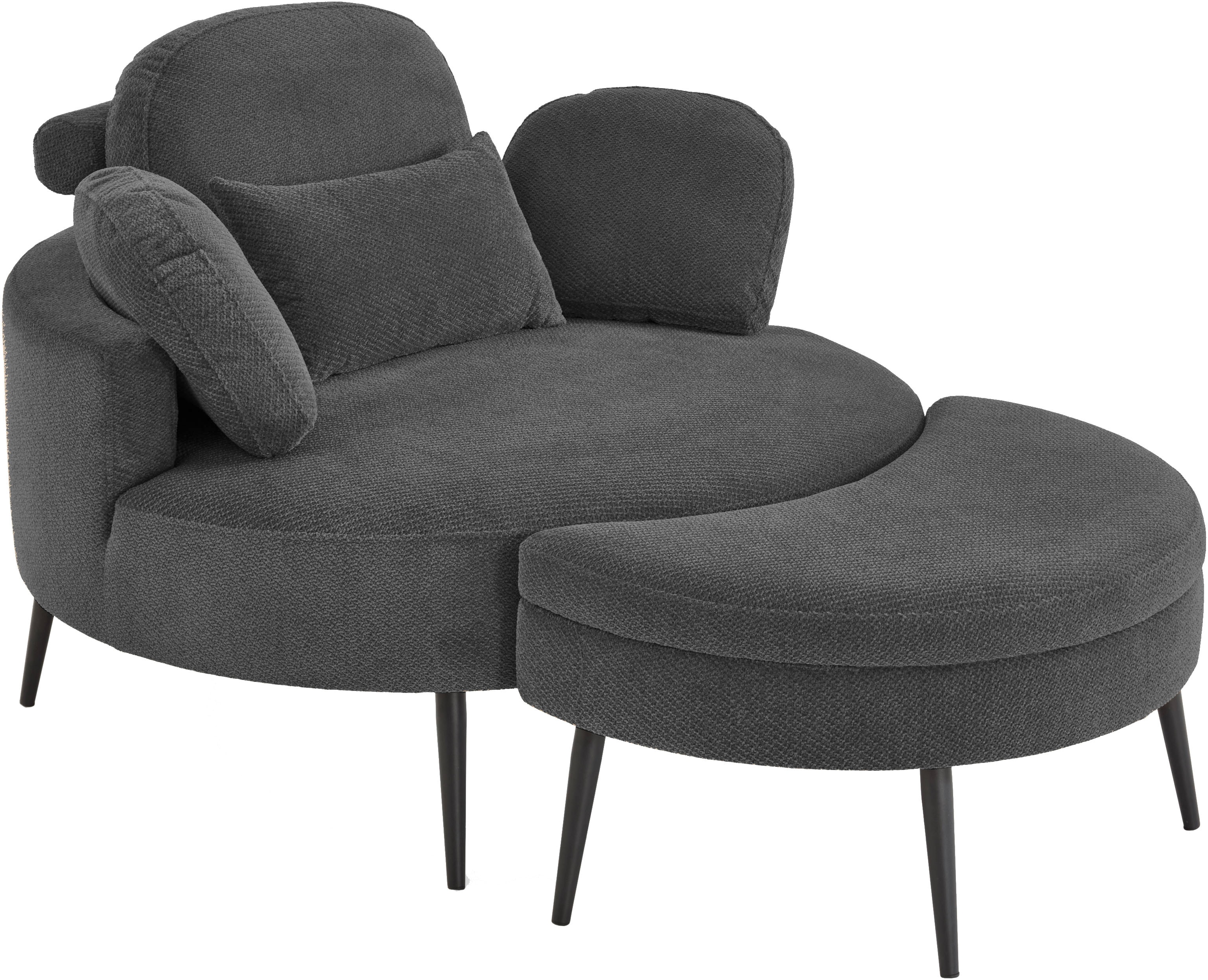 OTTO home Loveseat "Riko Sessel, B: 110 cm, Sitzhöhe: 44 cm" XXL- Sessel, mit Stauraumhocker, Rückenstütze & 4 Zierkissen