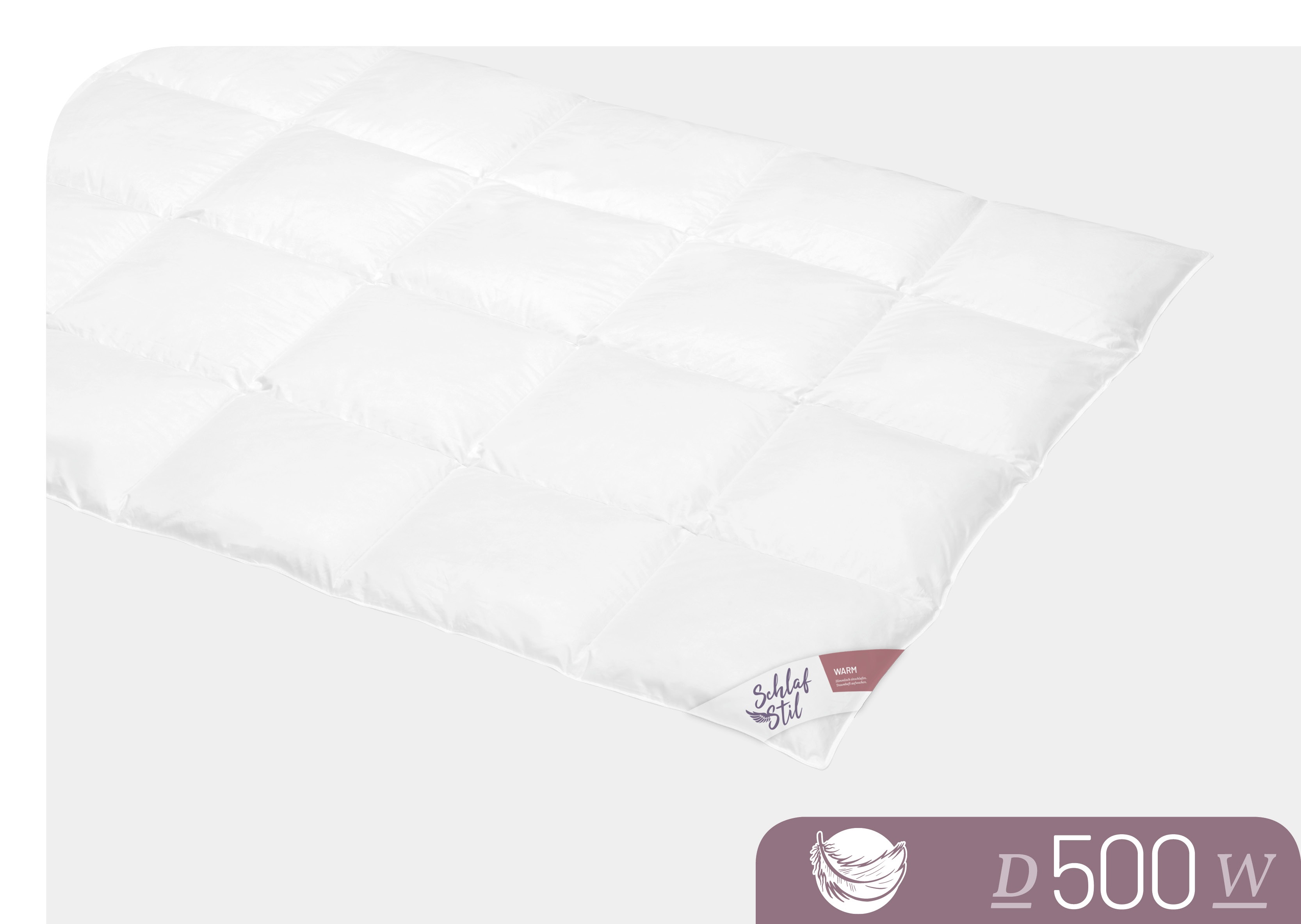 Thumbnail - Schlafstil "D500" warm Füllung 90% Gänsedaunen, Klasse I, Downpass zertifiziert 1 Stk. tlg. hergestellt in Deutschland