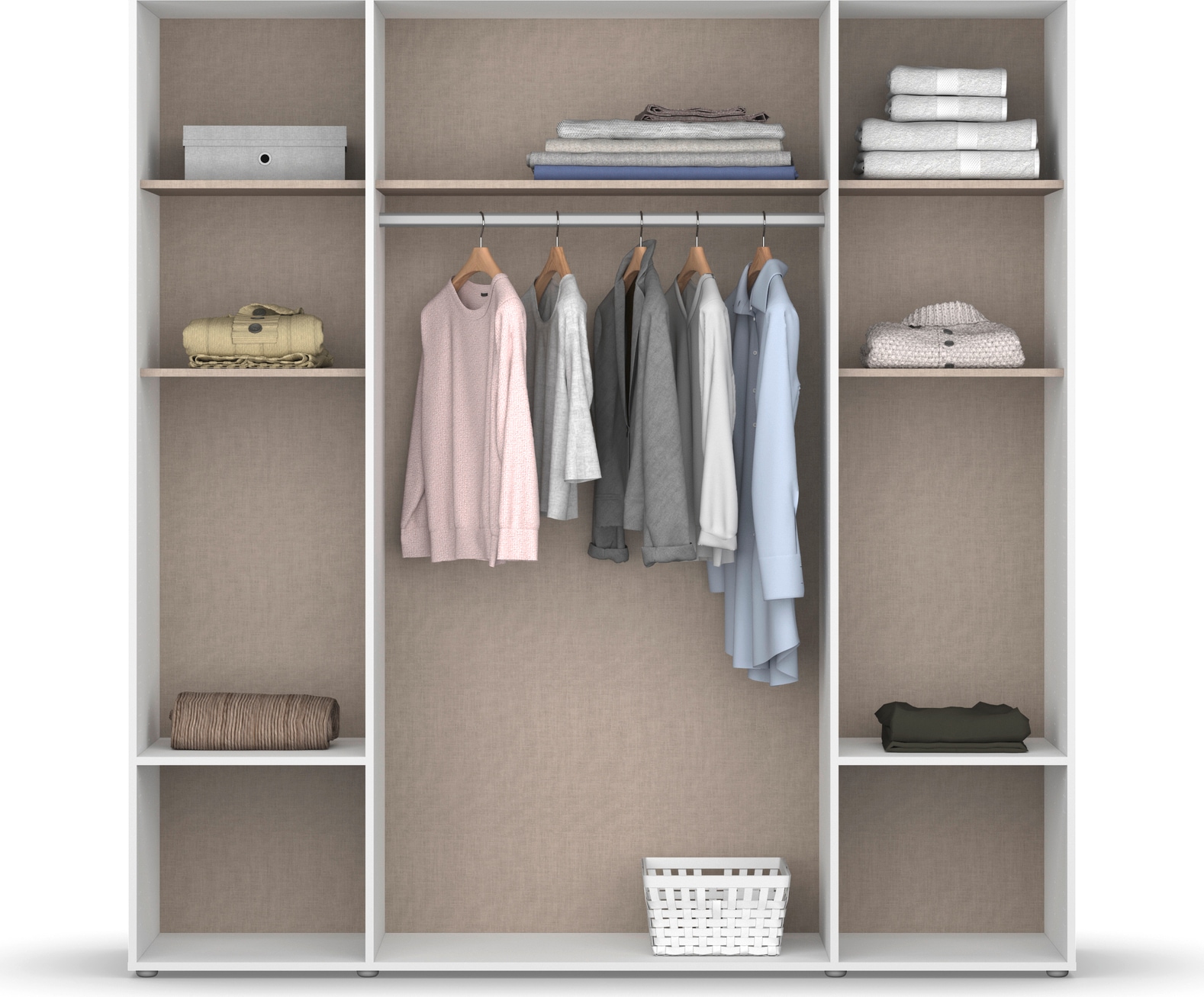 rauch Drehtürenschrank »Kleiderschrank Schrank Garderobe Wäscheschrank SHINJO«, (in 3 verschiedenen Ausstattungen BASIC/CLASSIC/PREMIUM), Griffe und Füße aus Massivholz mit 2 Schubladen MADE IN GERMANY