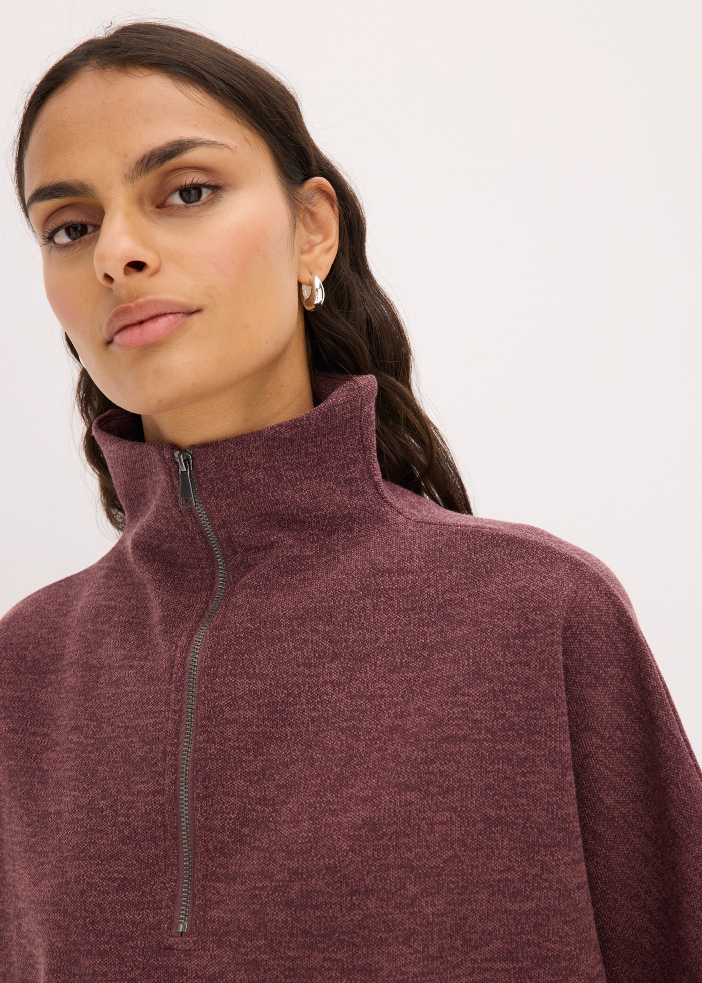 bonprix Strickpullover oversize, mit Reißverschluss am Troyerkragen