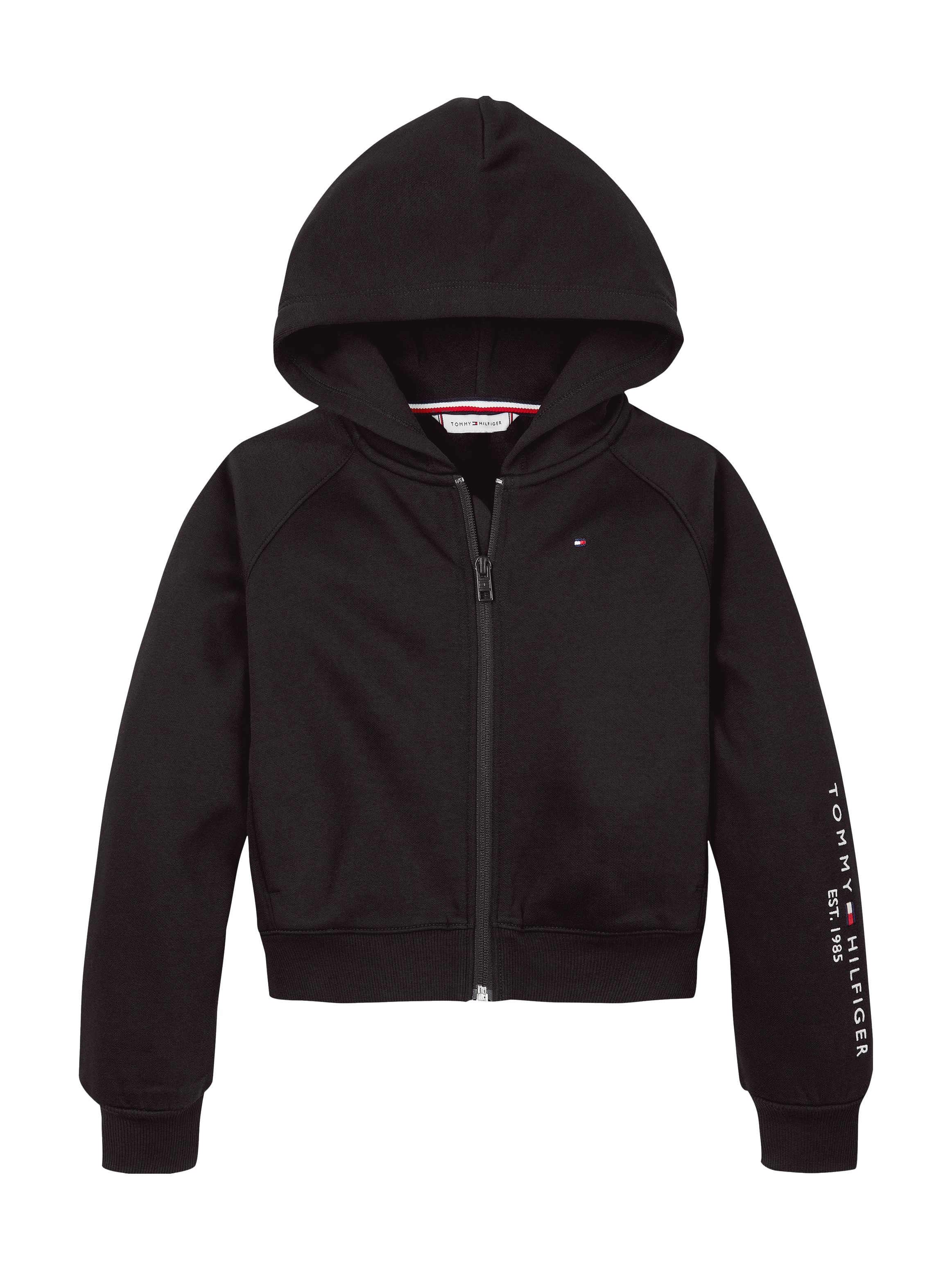 Tommy Hilfiger Sweatjacke »ESSENTIAL EMBROIDERED ZIP THRU«, mit Logoschriftzug an den Ärmeln