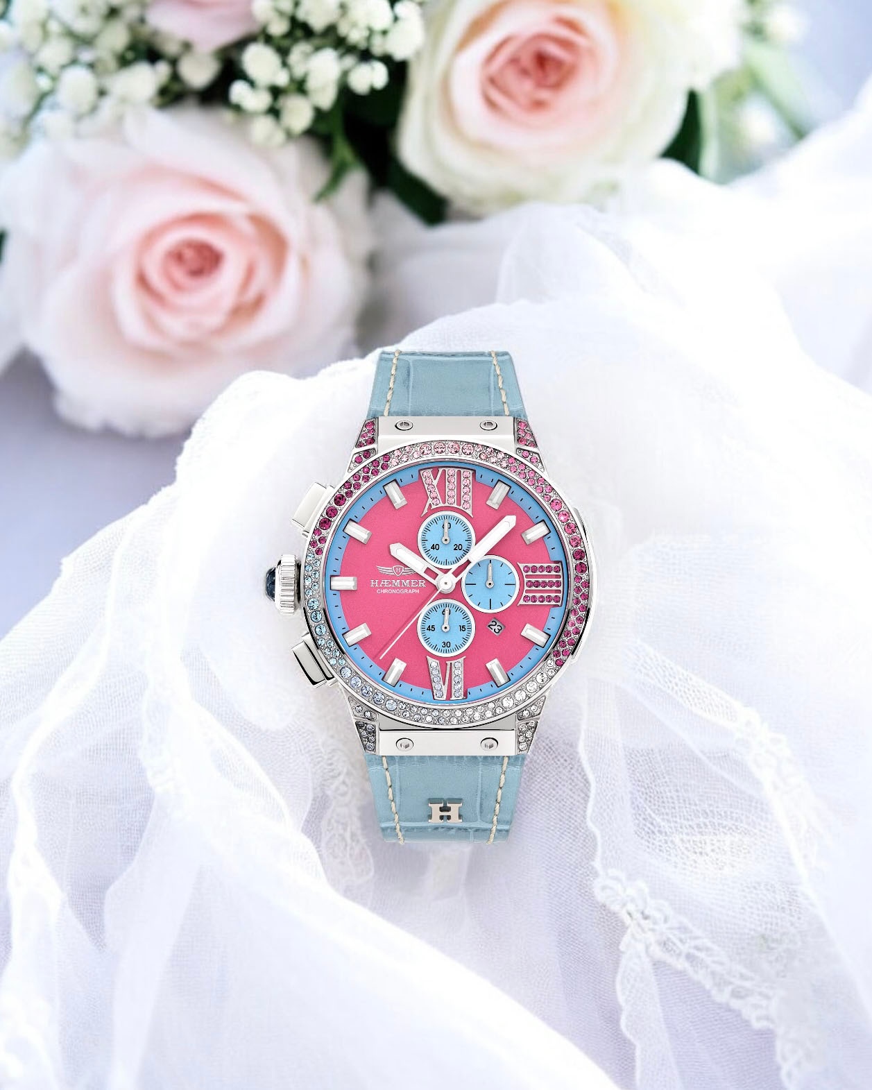 HAEMMER GERMANY Chronograph »EMINENT«, Quarzuhr, Armbanduhr, Damenuhr, analog, Tag, Stoppfunktion
