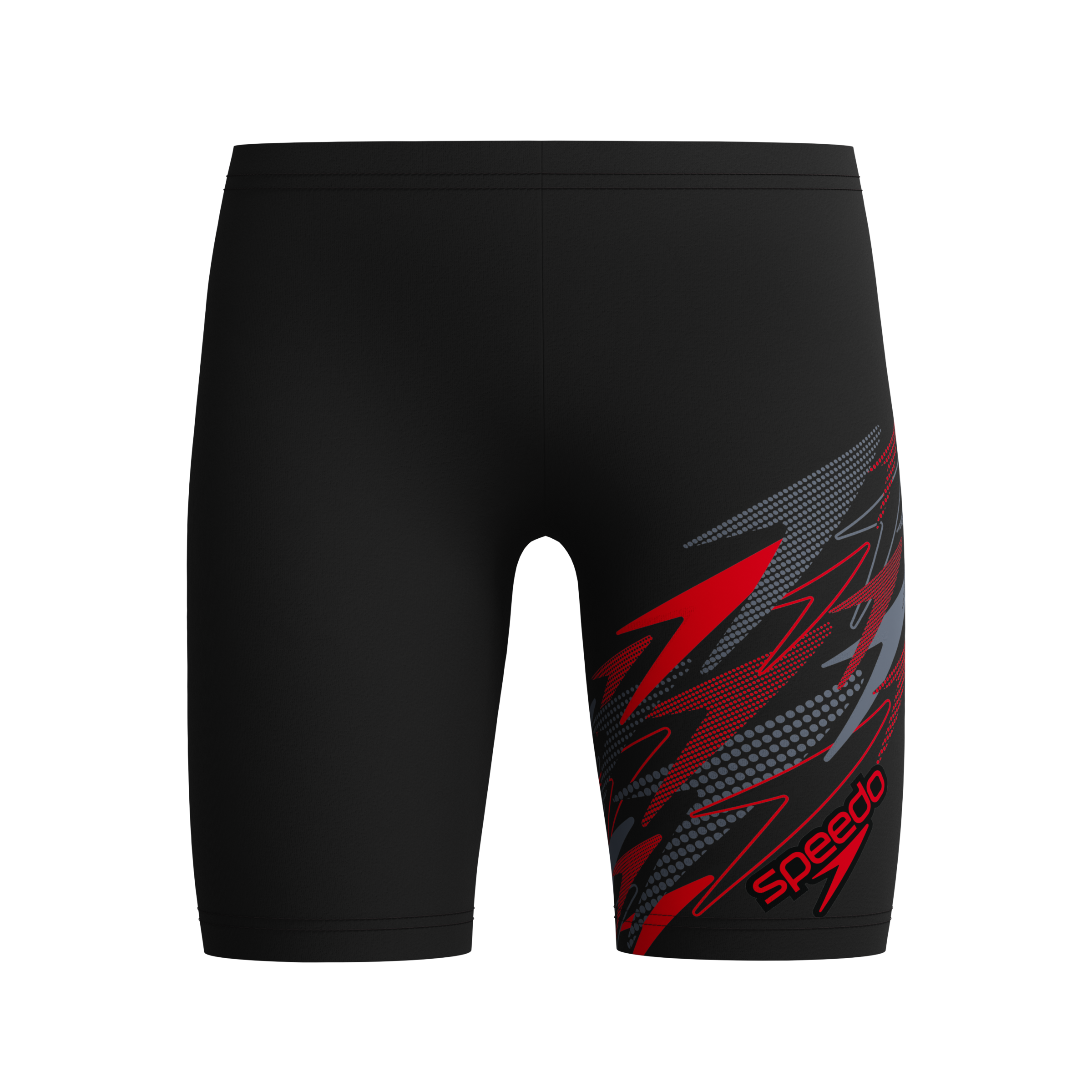 Badehose SPEEDO "Medley Logo Jammer" Gr. 140, blk, rot, Badehosen, 140 (134), N-Gr, Obermaterial: 80% Nylon, 20% Elasthan, Badehose, für Kinder und Jugendliche, mit V-Cut-Futter, mit internem Kordelzug