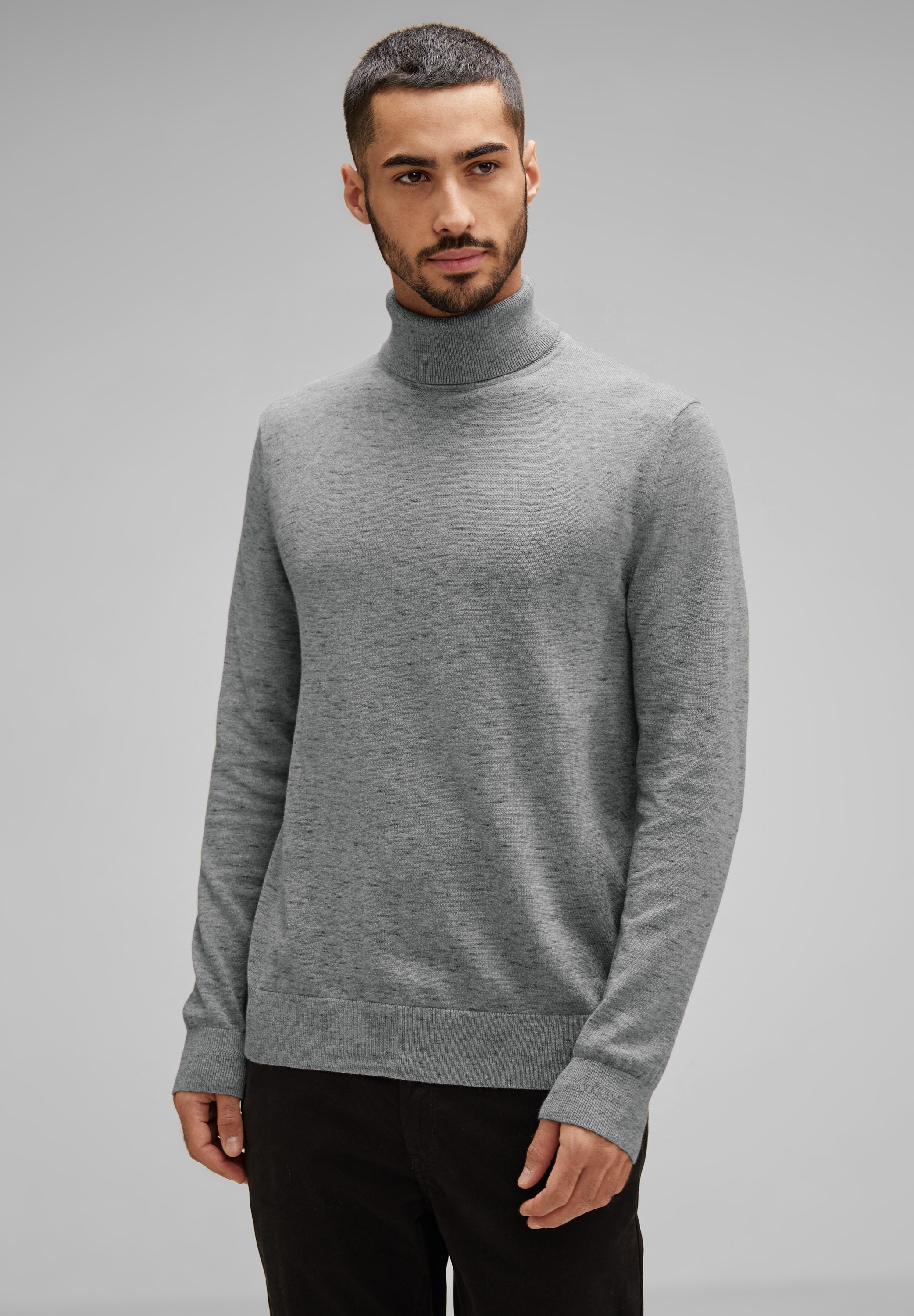 STREET ONE MEN Rollkragenpullover, in Melange Optik