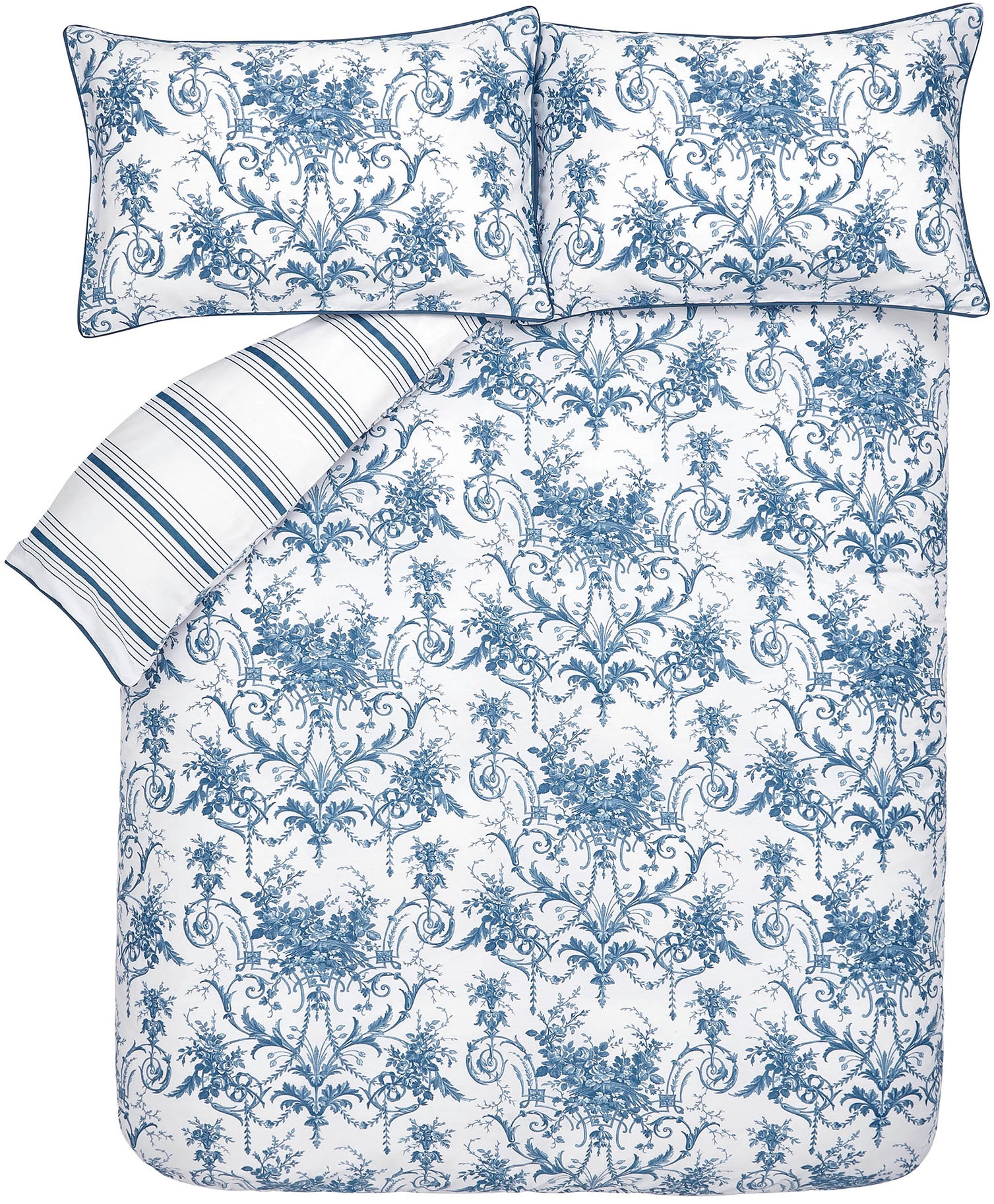 LAURA ASHLEY Wendebettwäsche »Tuileries Midnight« 3 tlg. Baumwoll-Satin, mit floralem Muster, inkl 2 Kissenbezüge