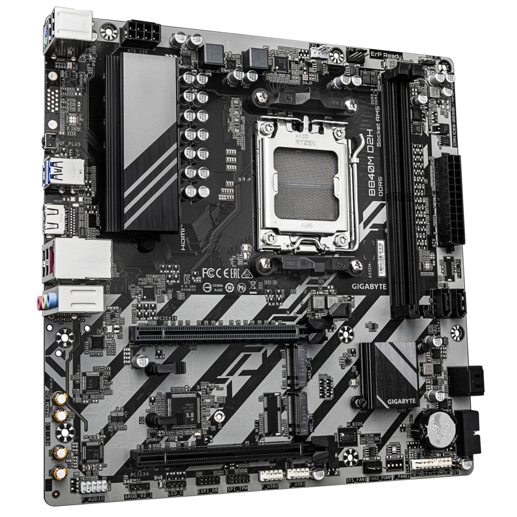 Gigabyte Mainboard »B840M D2H Mainboard – AMD Ryzen 9000 CPUs, 5+2+2 Phasen VRM, bis zu 76«