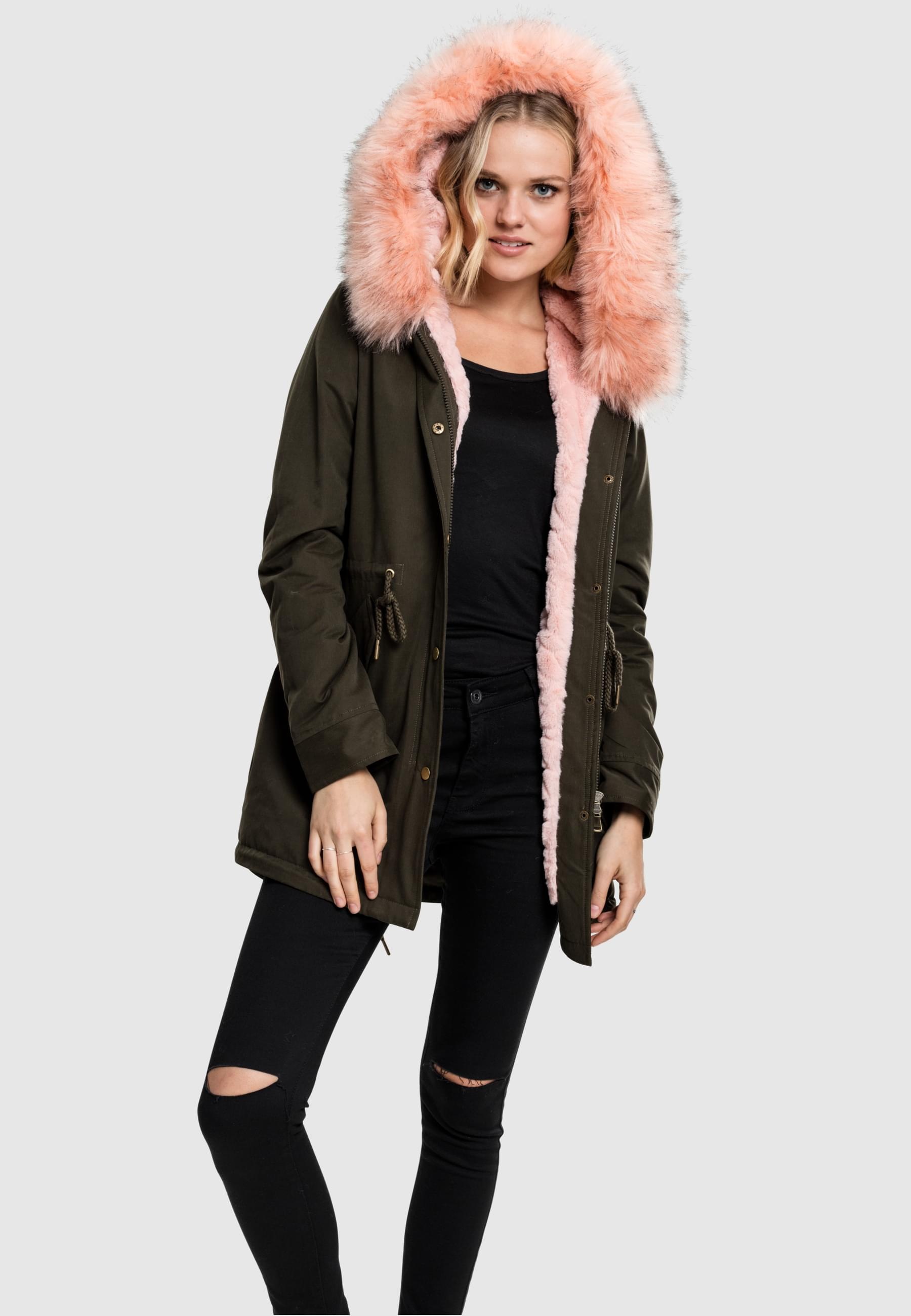 URBAN CLASSICS Parka »Urban Classics Damen Ladies Peached Teddy Lined Parka«, (1 St.), mit Kapuze