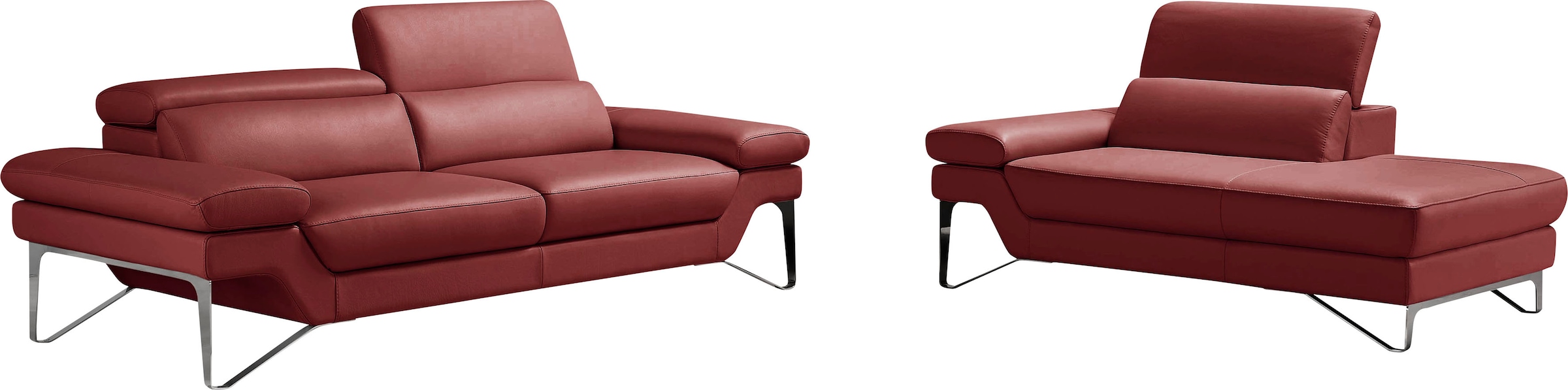 Egoitaliano Polstergarnitur "Princess Design und Sitzkomfort im Einklang, bequem und hochwertig" Set aus 2,5 Sitzer und freitehende Ottomane, Kopfstützen verstellbar