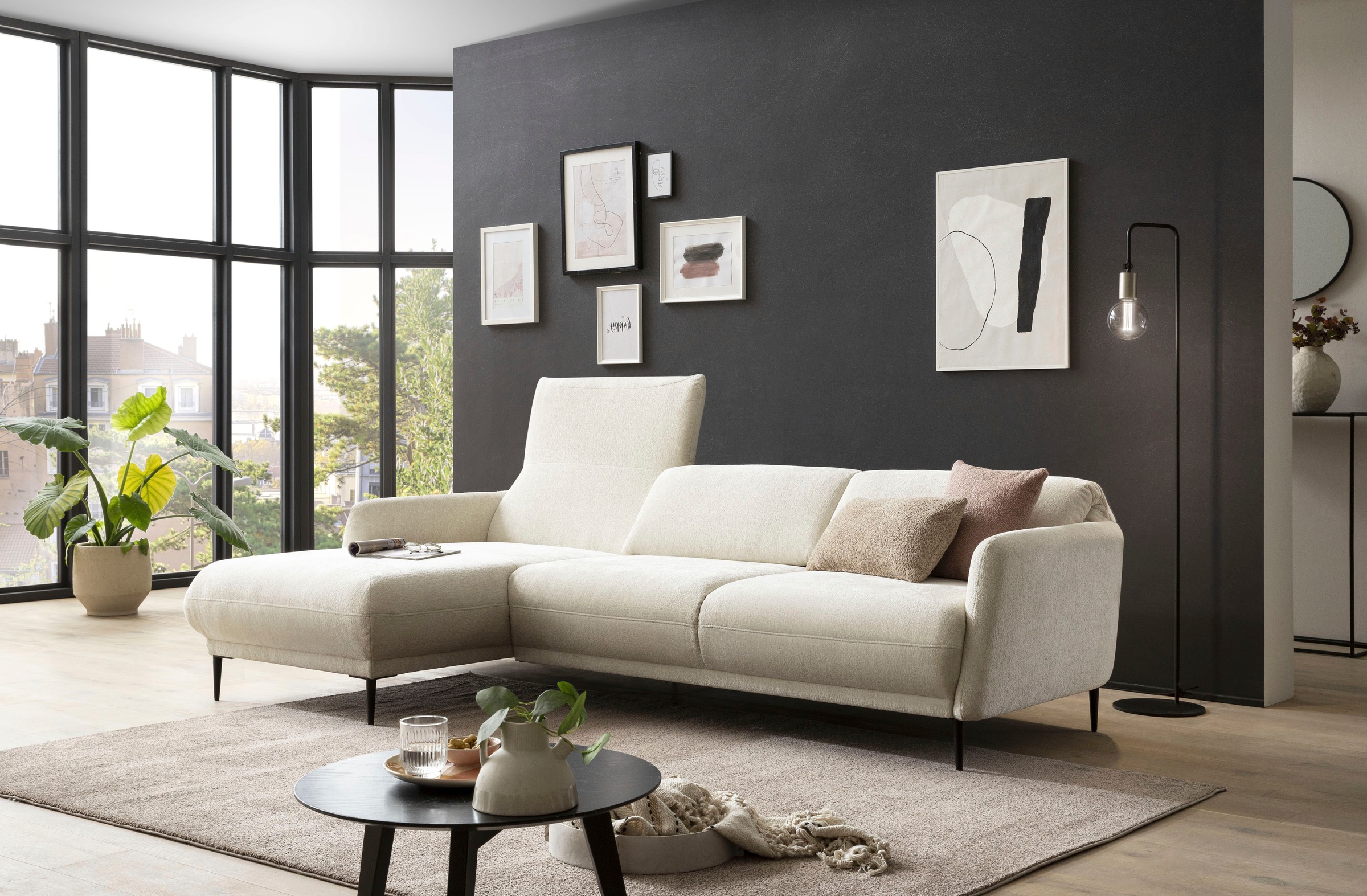 andas Ecksofa »Skovsende Sitzbreite 245 cm, Rückenlehne stufenlos hochklappbar für«, individuellen Sitzkomfort Kopfteilverstellung, L-Form