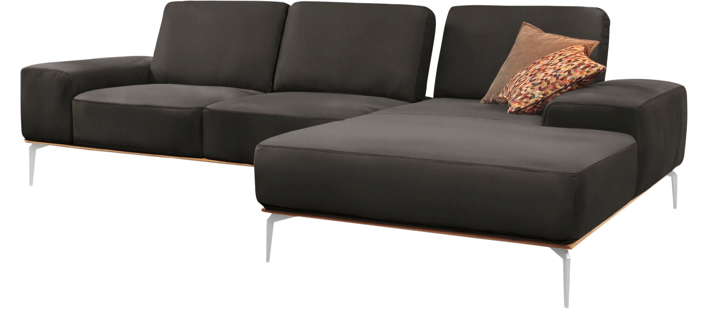 W.SCHILLIG Ecksofa »run, Designsofa, bequem, L-Form«, mit elegantem Holzsockel, Füße in Chrom glänzend, Breite 299 cm