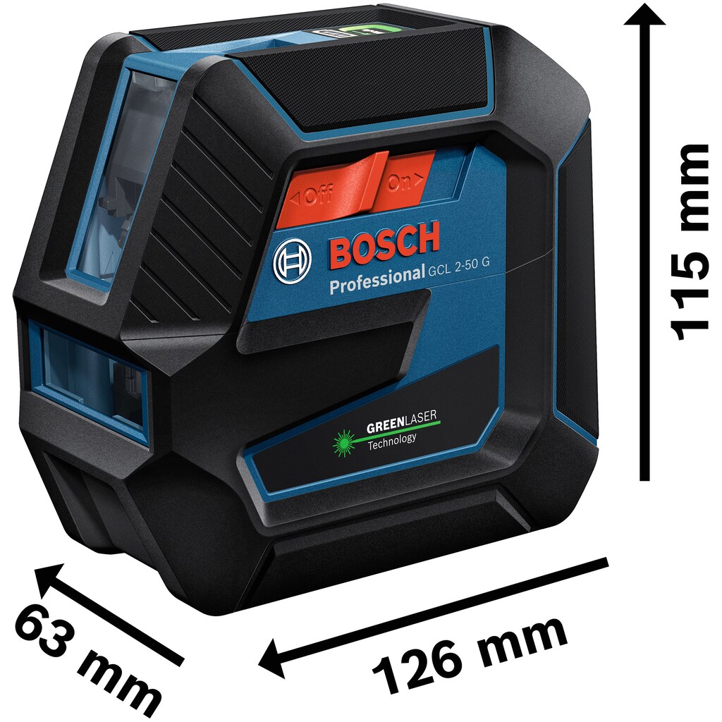 Bosch Professional Punkt- und Linienlaser »GCL 2-50 G Professional Handwerkerkoffer-Set«, (Set)