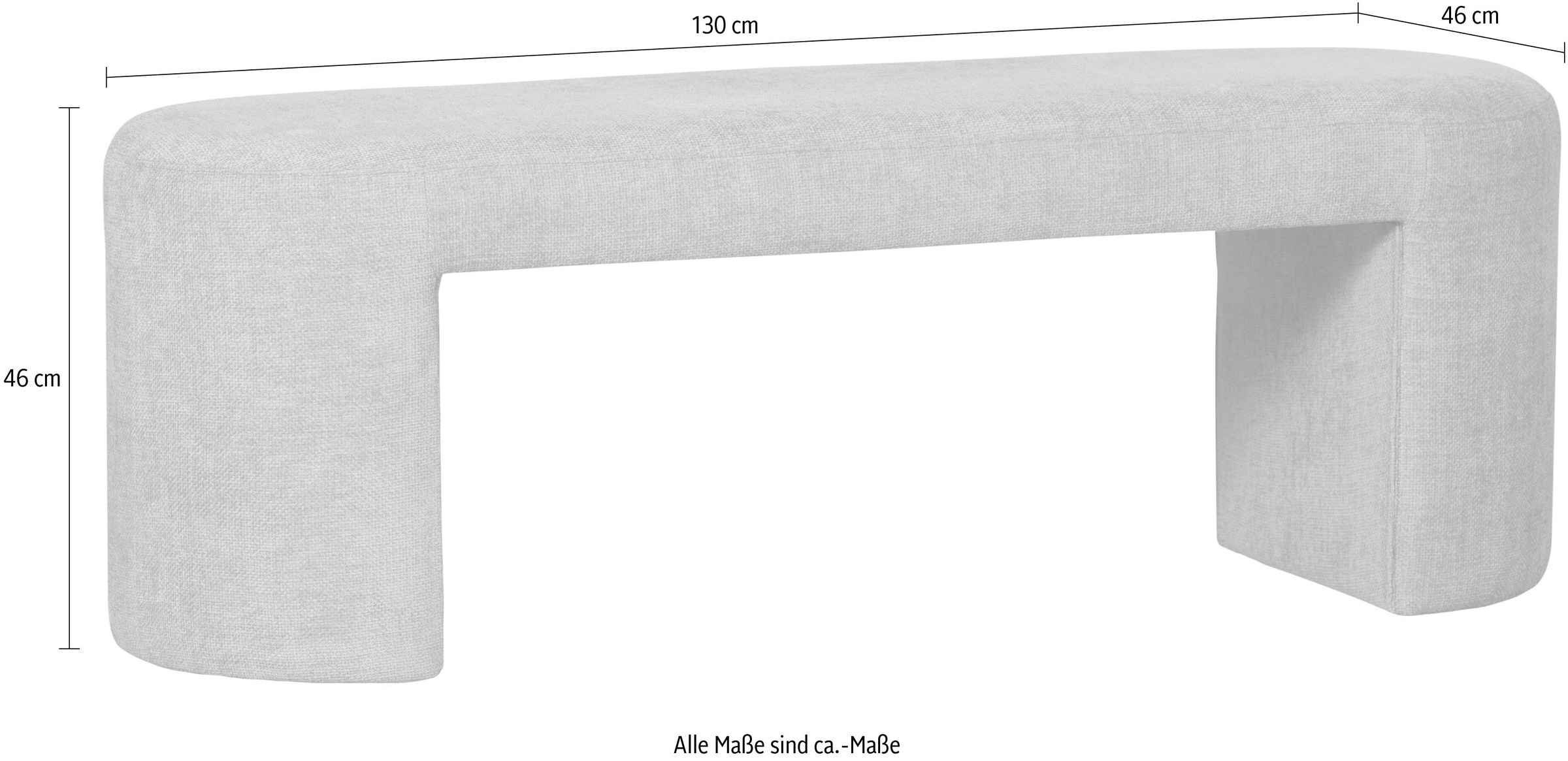 WOOOD Bank »Jacob«, gepolstert und ohne Rückenlehne, Breite 130 cm