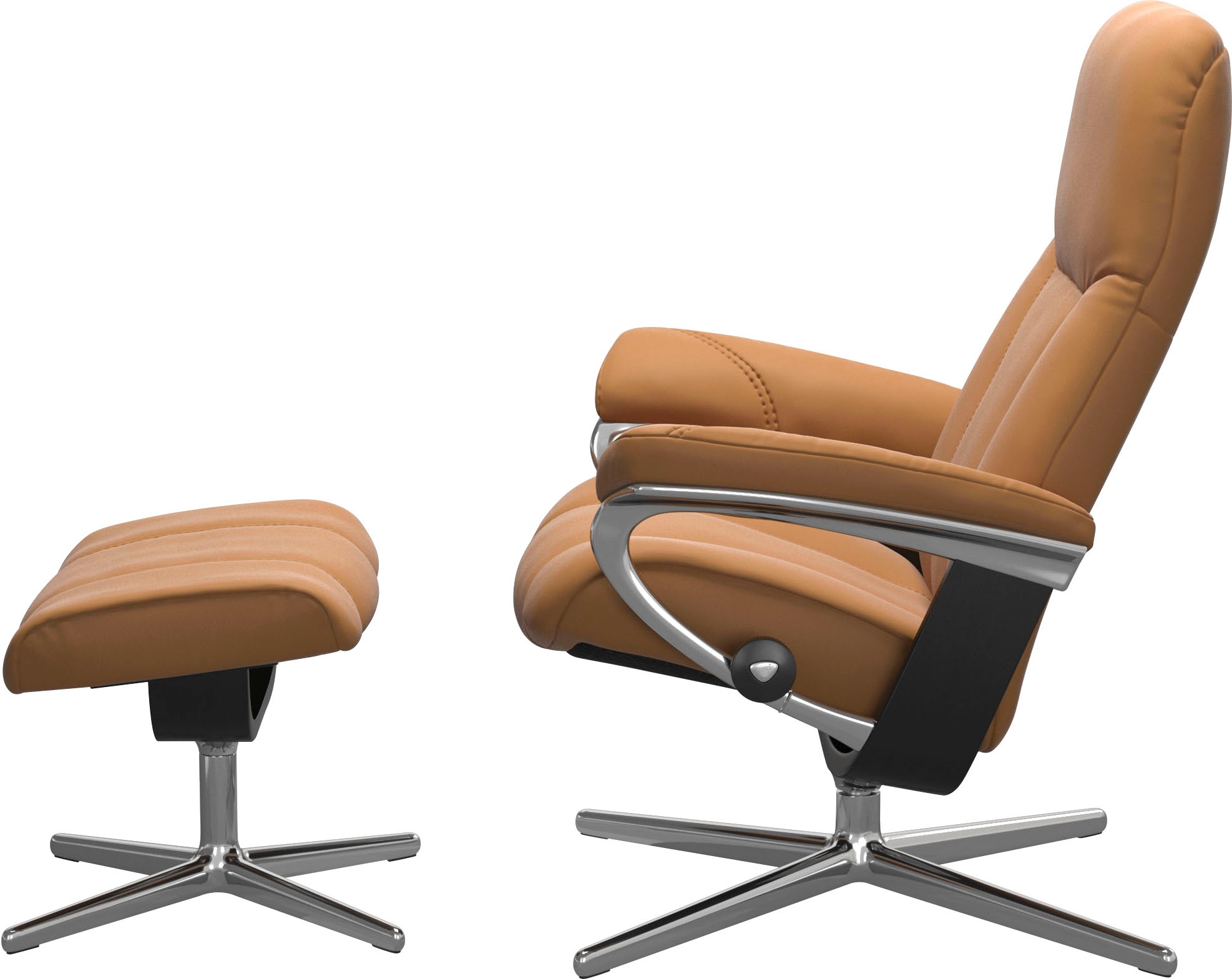 Fußhocker STRESSLESS "Consul", braun (new caramel), B:54cm H:41cm T:39cm, Hocker, Fußhocker, mit Cross Base, Größe S, M & L, Holzakzent Schwarz 3