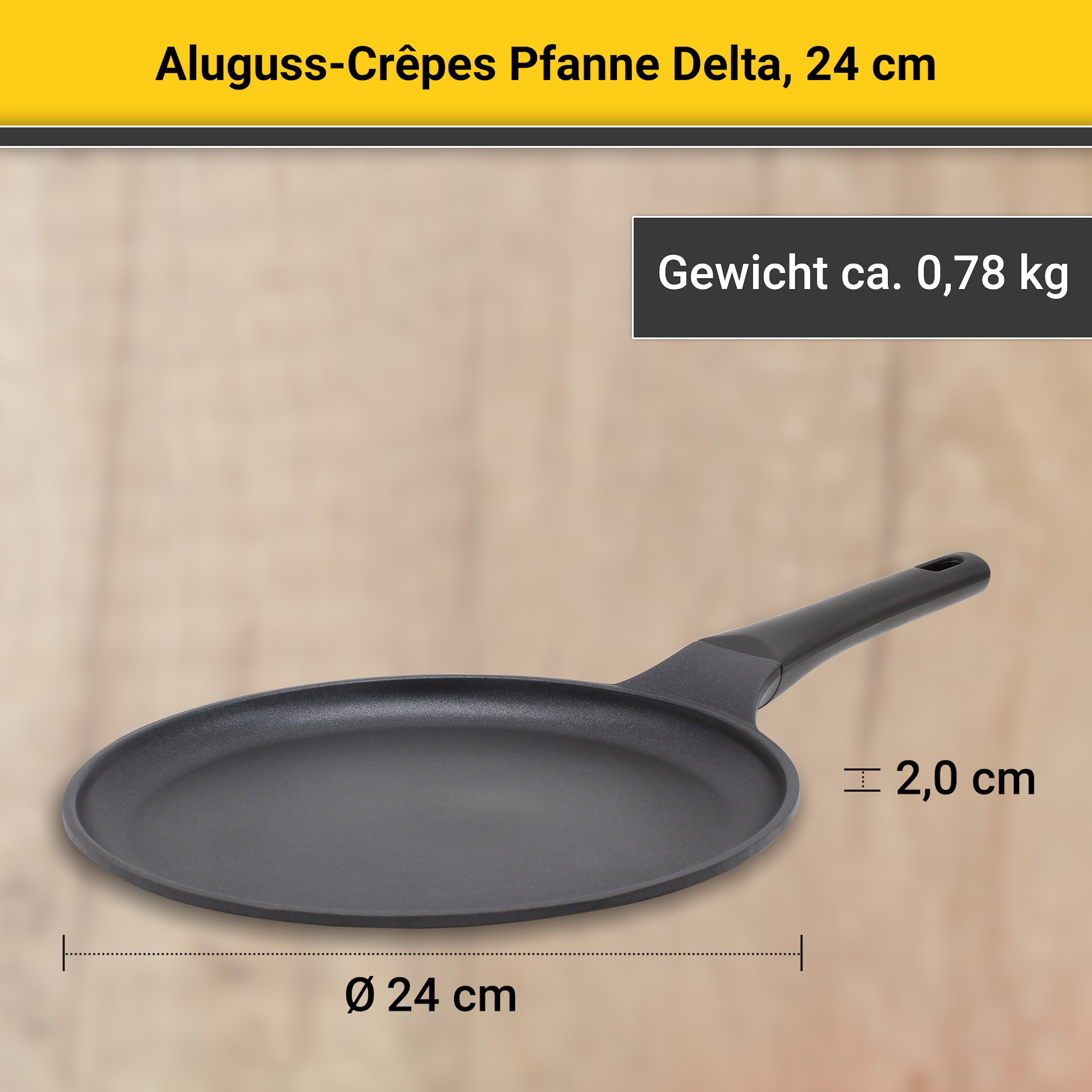 Krüger Crêpepfanne »Delta« Aluminiumguss für Induktions-Kochfelder geeignet