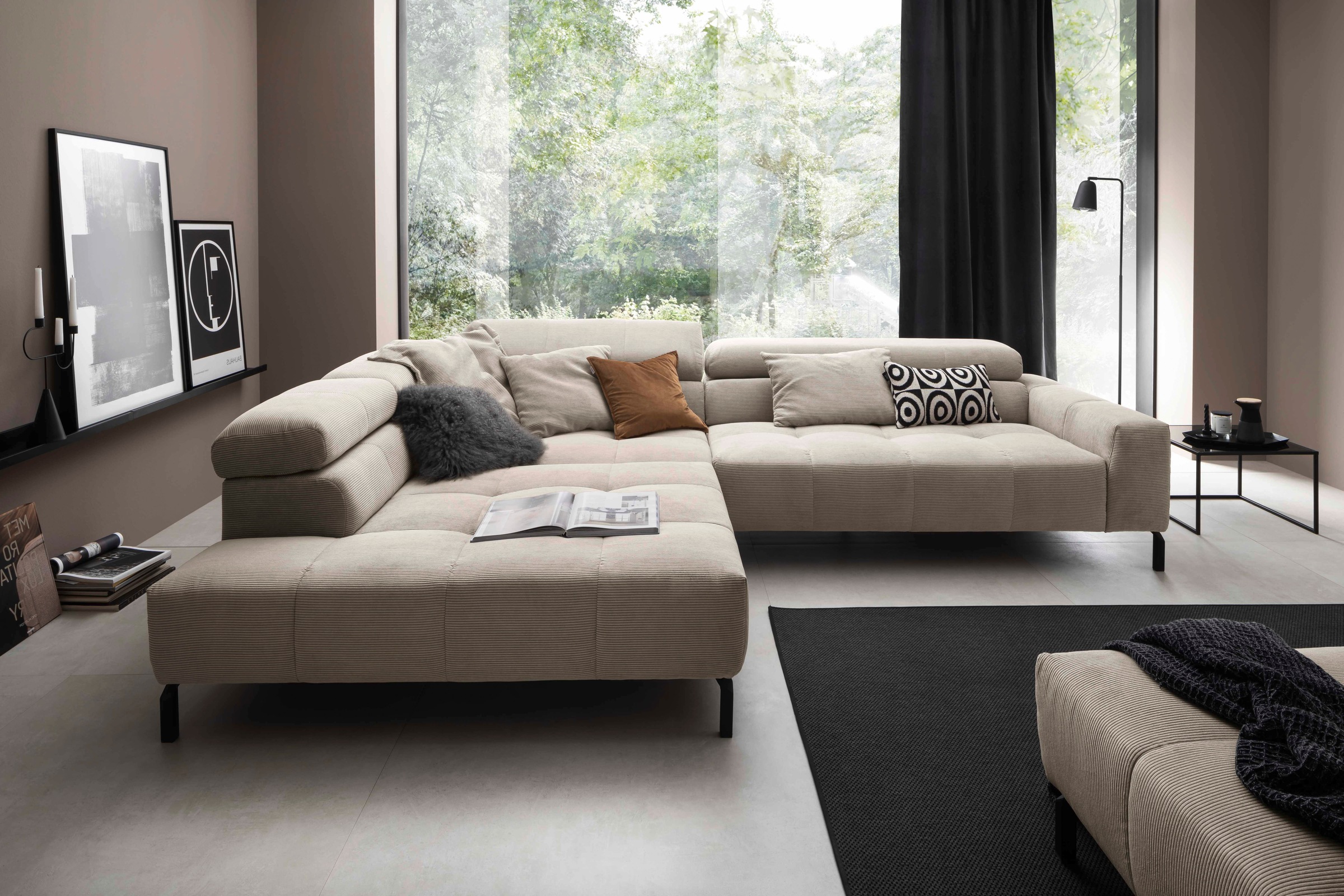 Home affaire Ecksofa "Claya, 311 cm breit, L-Form, inkl. Kopfteilverstellung" mit elektrischem Sitzvorzug im Hauptelement