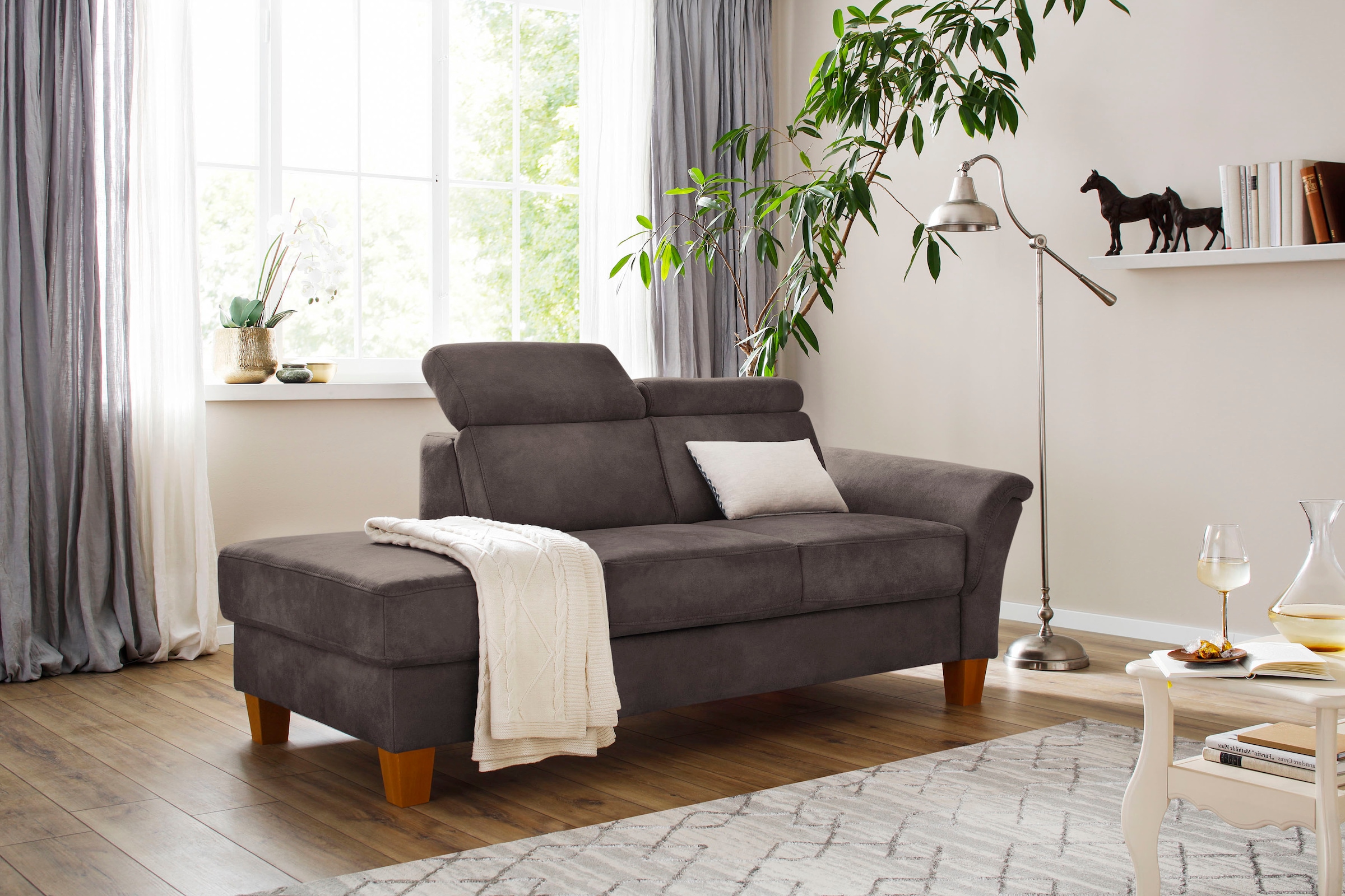 OTTO home Recamiere "Conville" incl. Kopfteilverstellung, Federkern, wahlweise mit Bettkasten