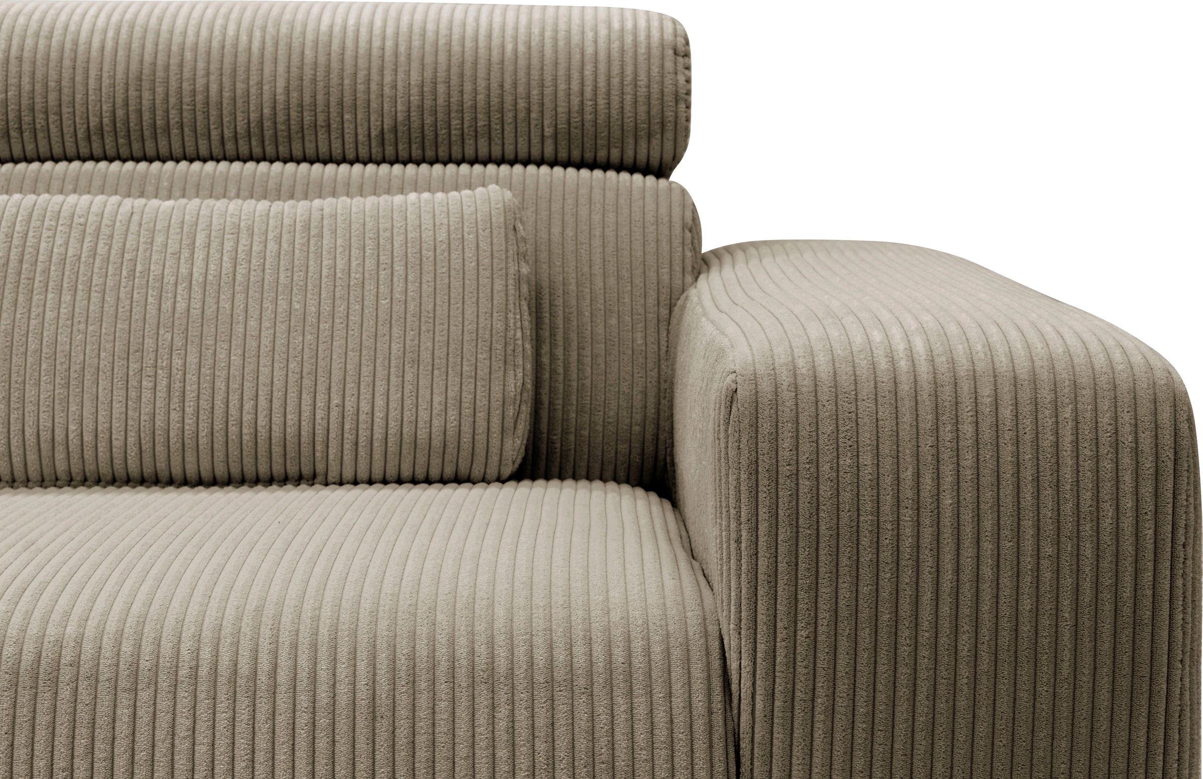 DOMO collection Ecksofa »Brandon große Ausführung B/T/H: 289/177/80 cm, auch in Leder und Cord«, mit Kopfteilverstellung, wahlweise Sitztiefenverstellung, L-Form