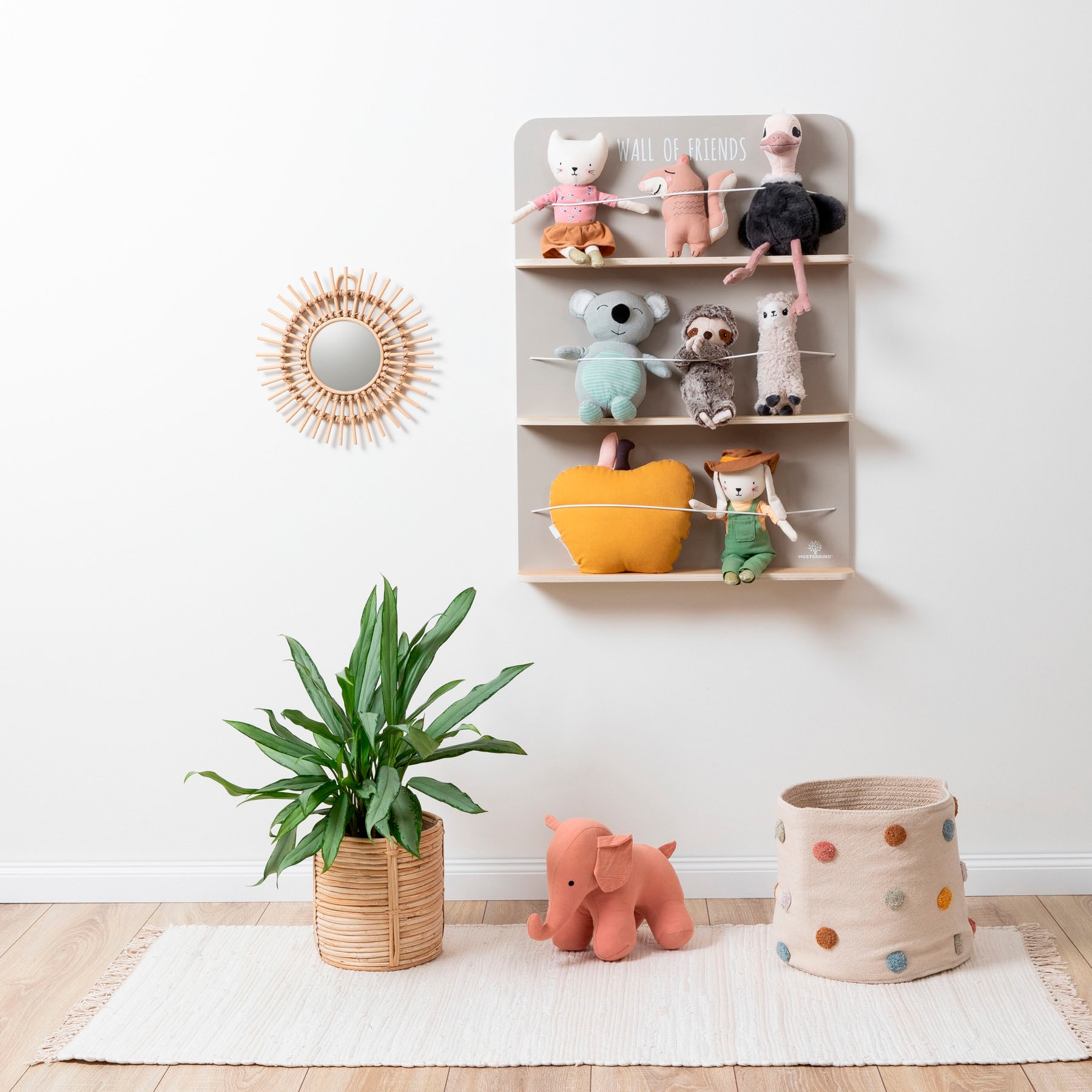 MUSTERKIND® Wandregal »Wall of Friends, warmgrau/natur«, FSC® - schützt Wald